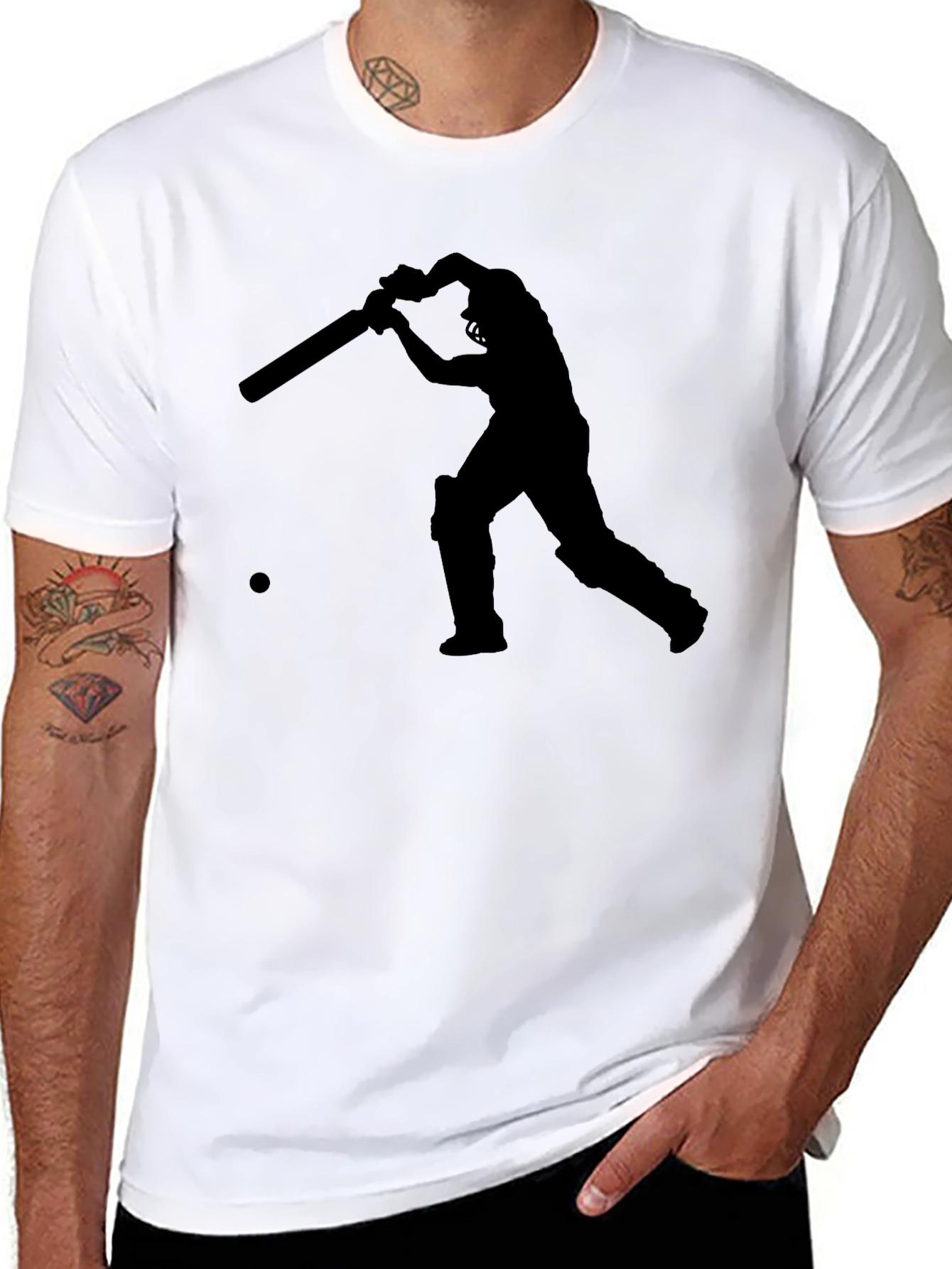 Cricket Player Silhouette Tee