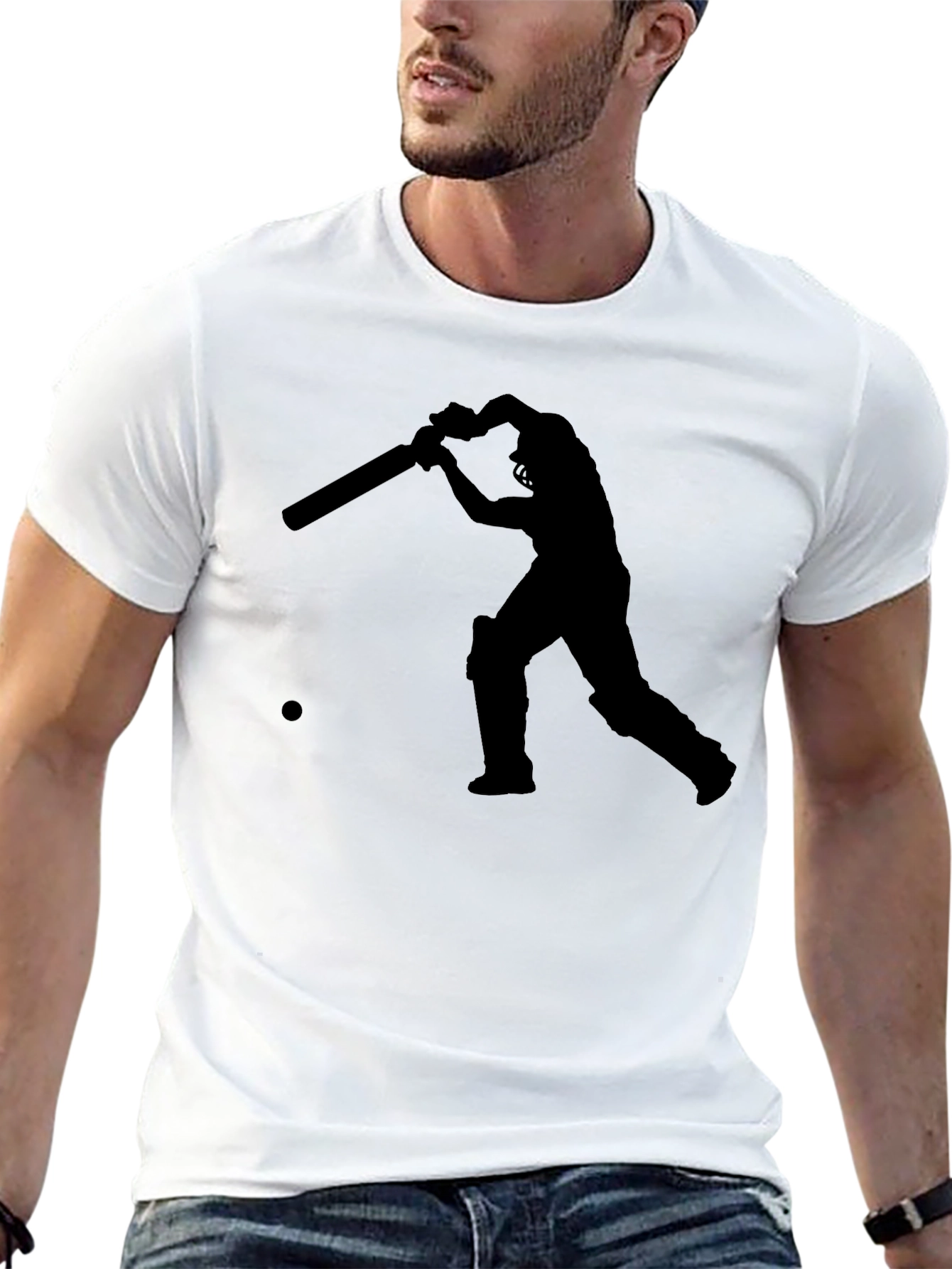 Cricket Player Silhouette Tee
