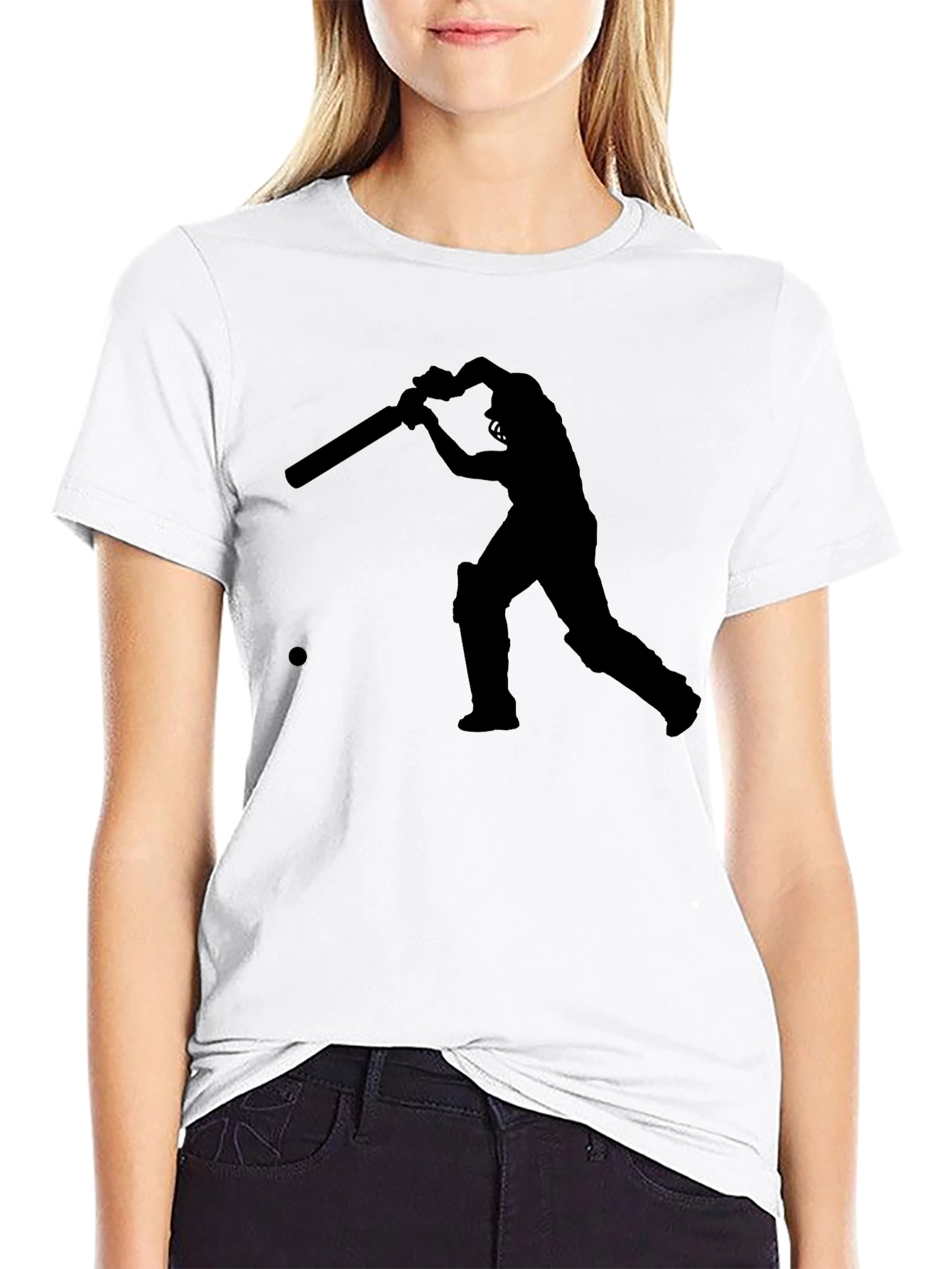 Cricket Player Silhouette Tee
