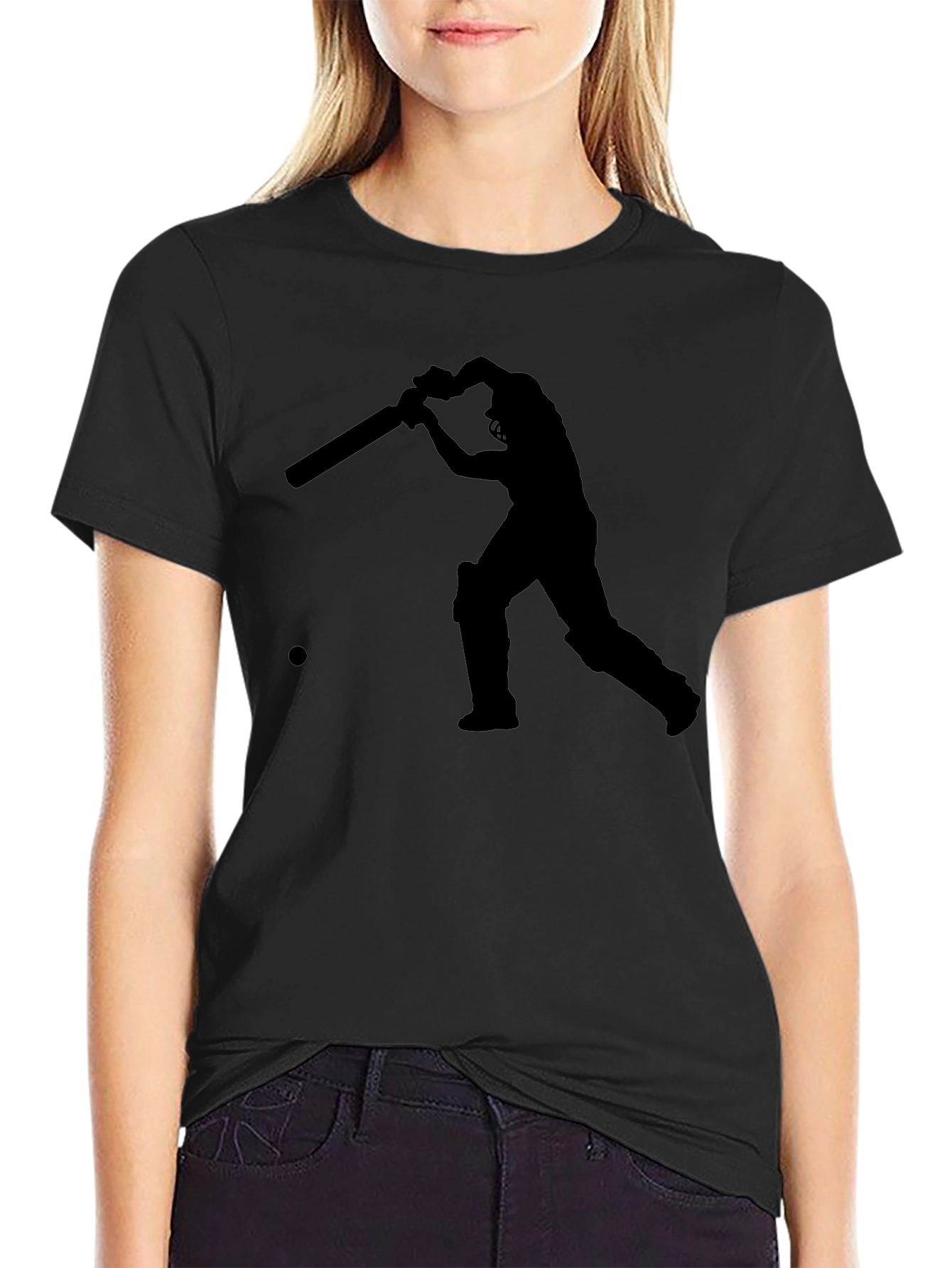 Cricket Player Silhouette Tee