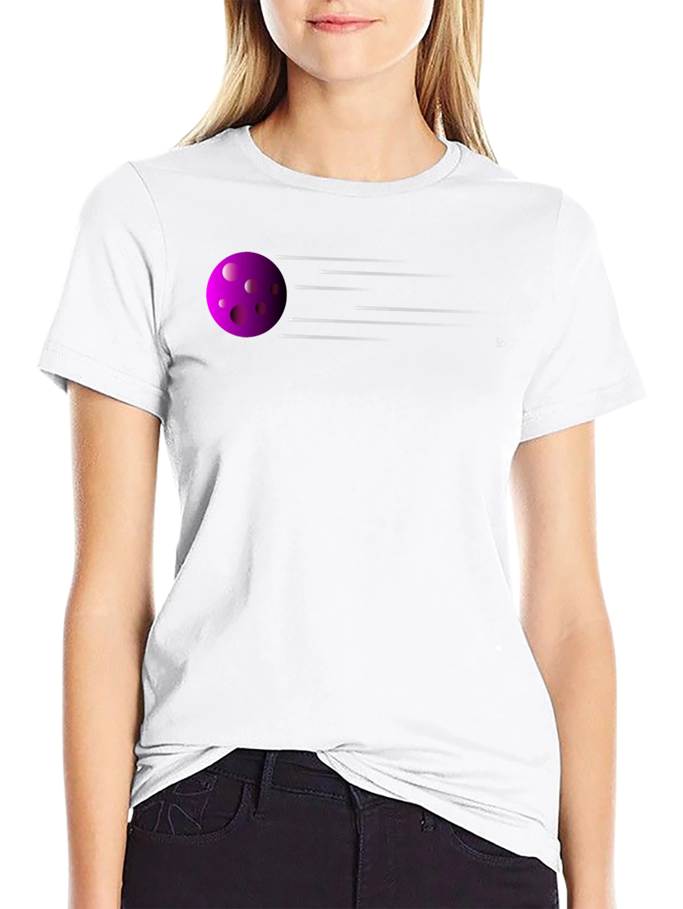Pickleball Action T-Shirt - Fast Purple Ball Design