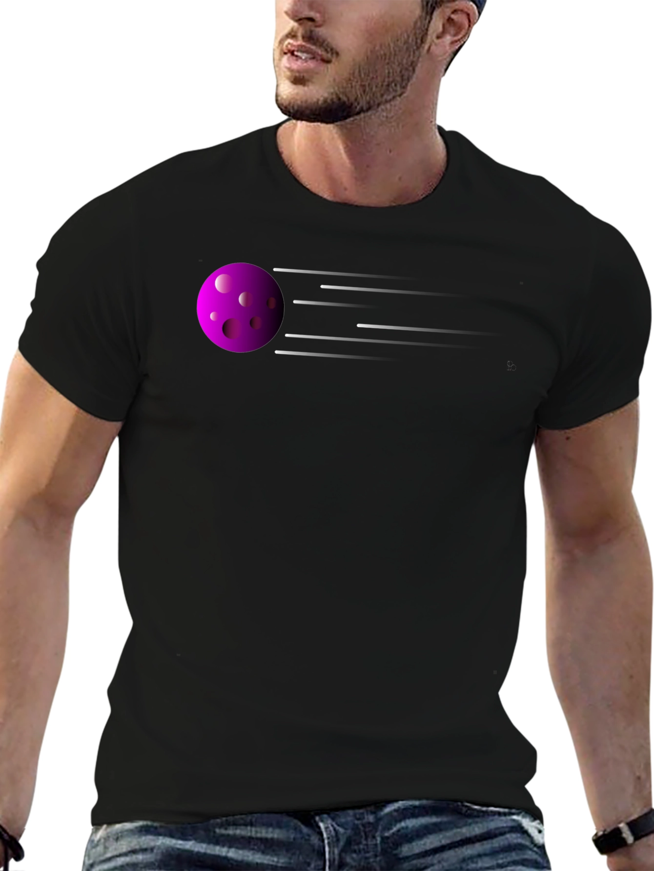 Pickleball Action T-Shirt - Fast Purple Ball Design