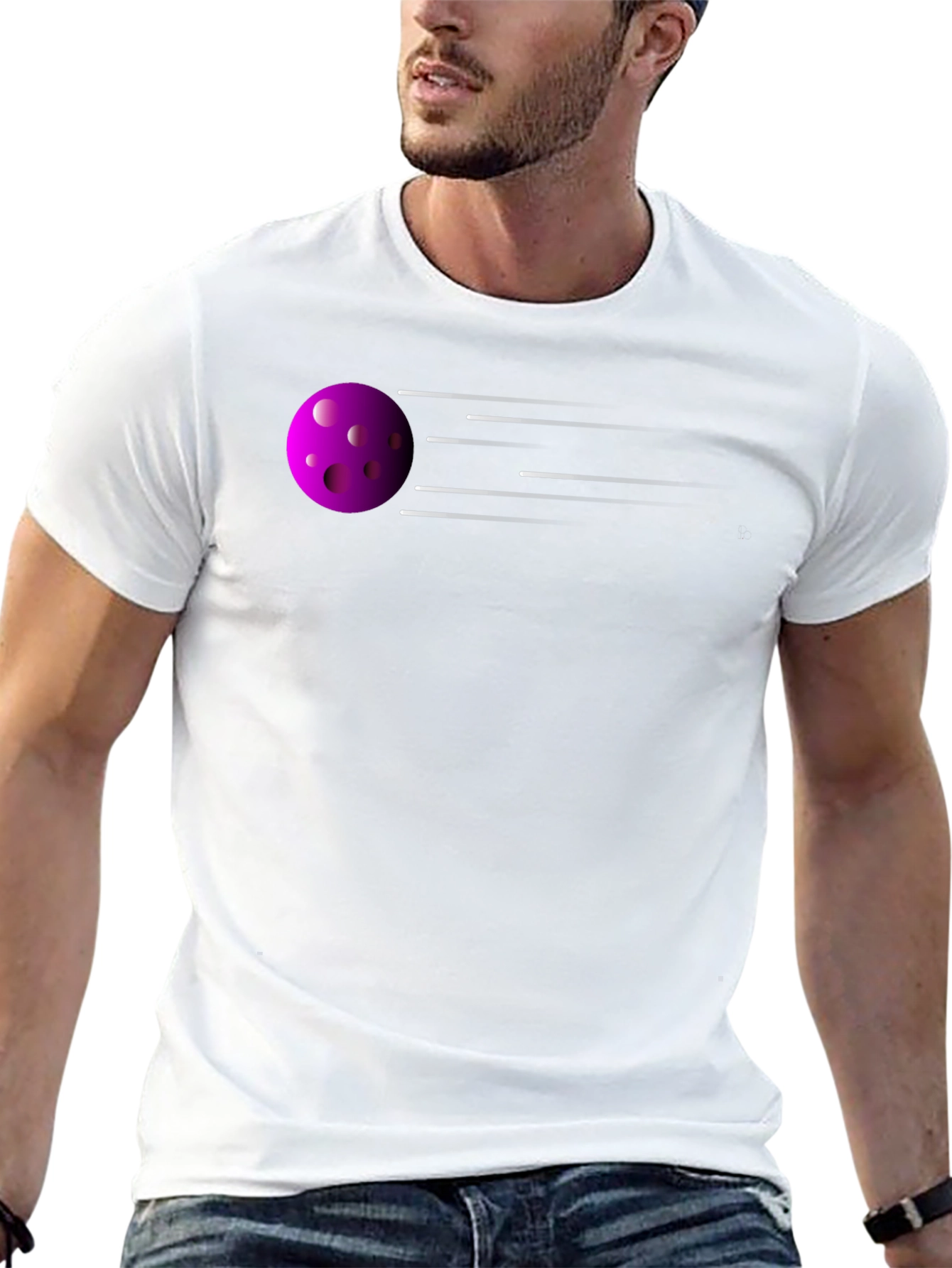 Pickleball Action T-Shirt - Fast Purple Ball Design
