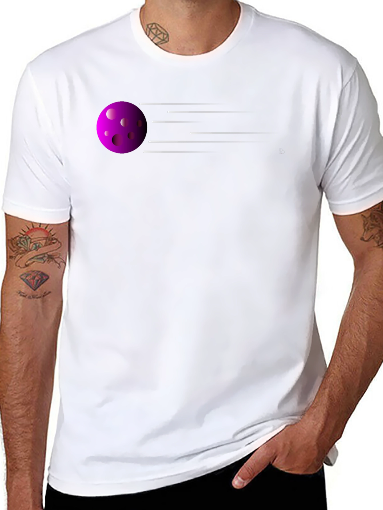 Pickleball Action T-Shirt - Fast Purple Ball Design