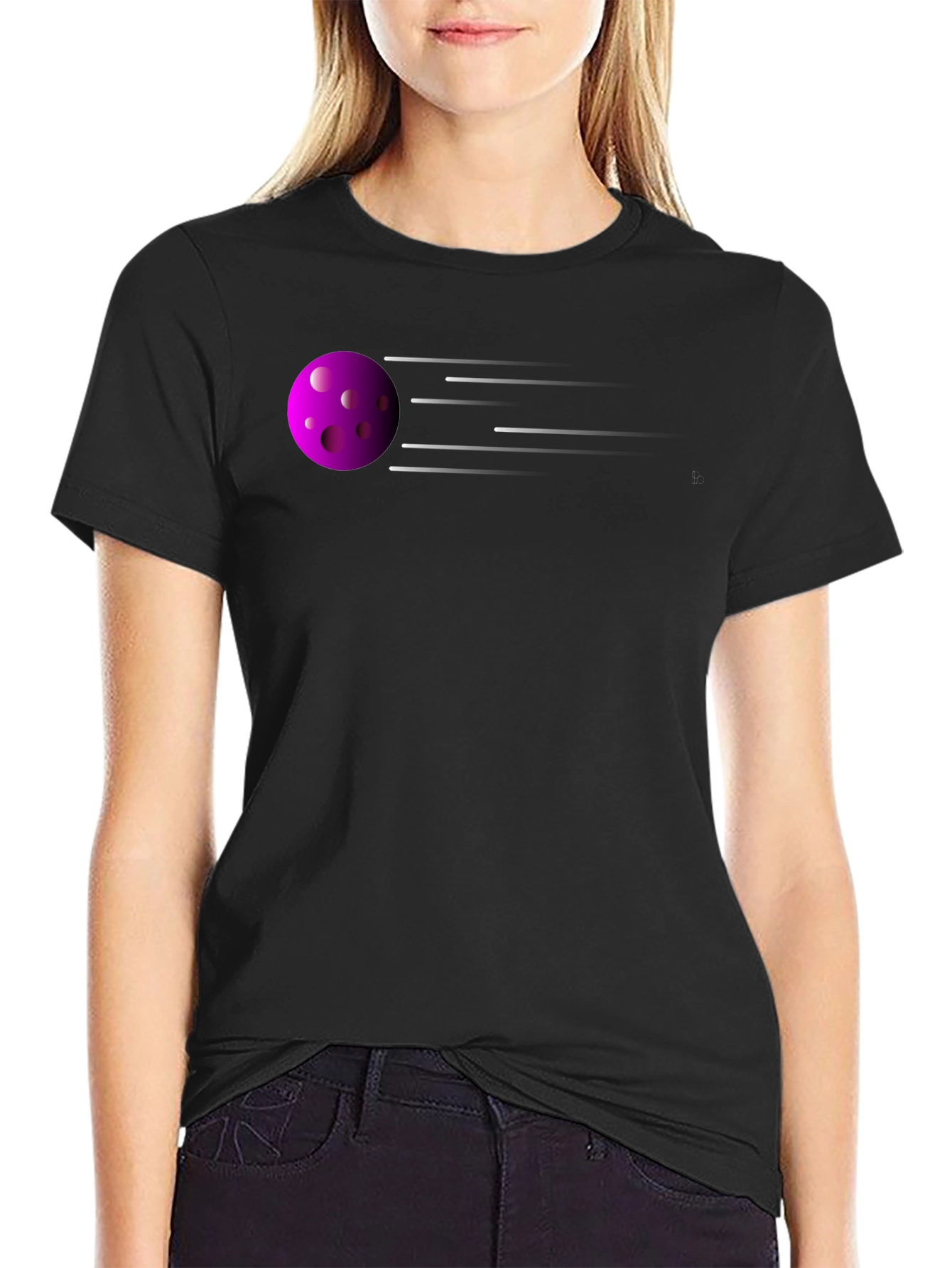 Pickleball Action T-Shirt - Fast Purple Ball Design