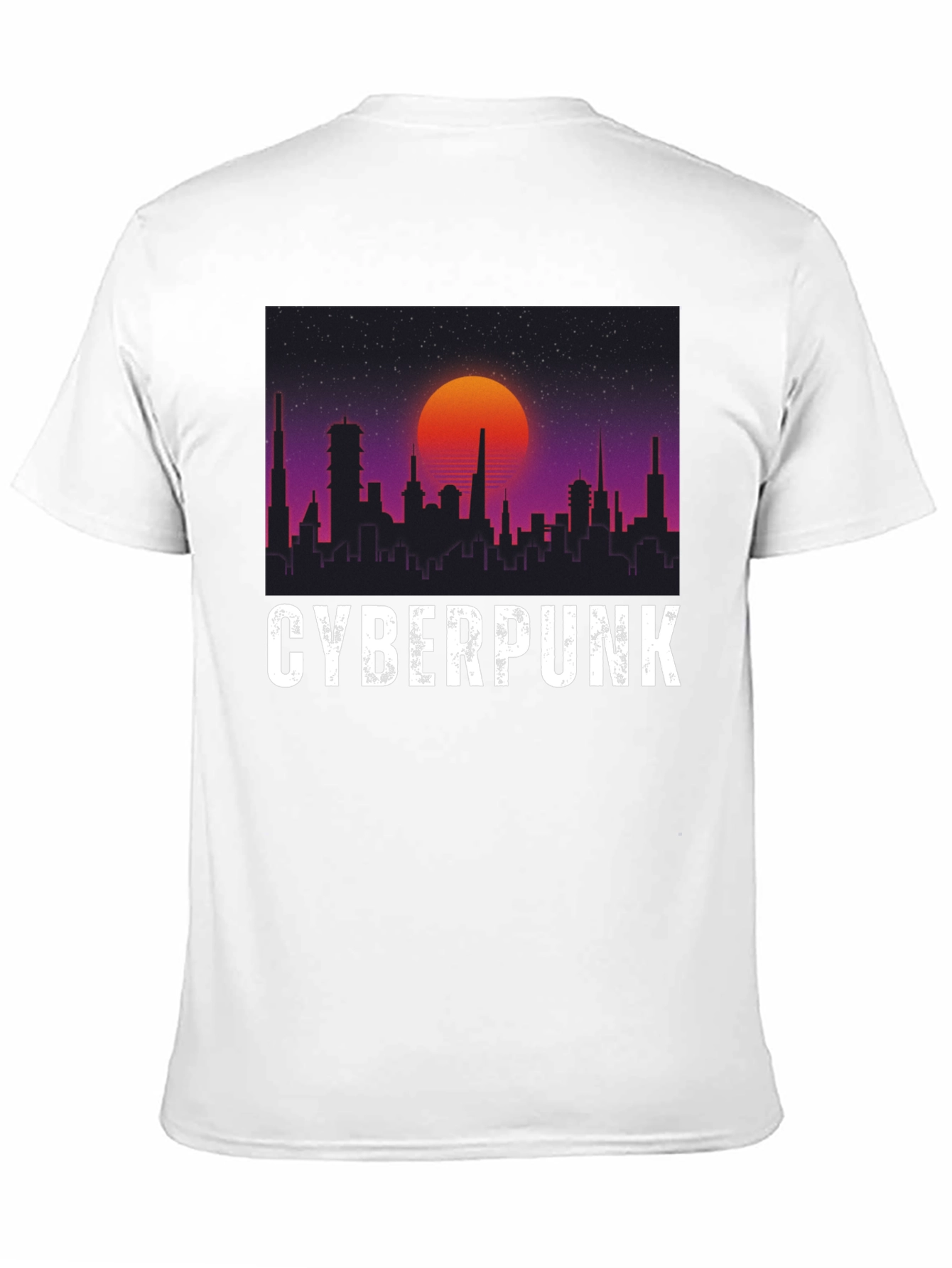 Cyberpunk Cityscape Graphic Tee - Retro Sunset Design