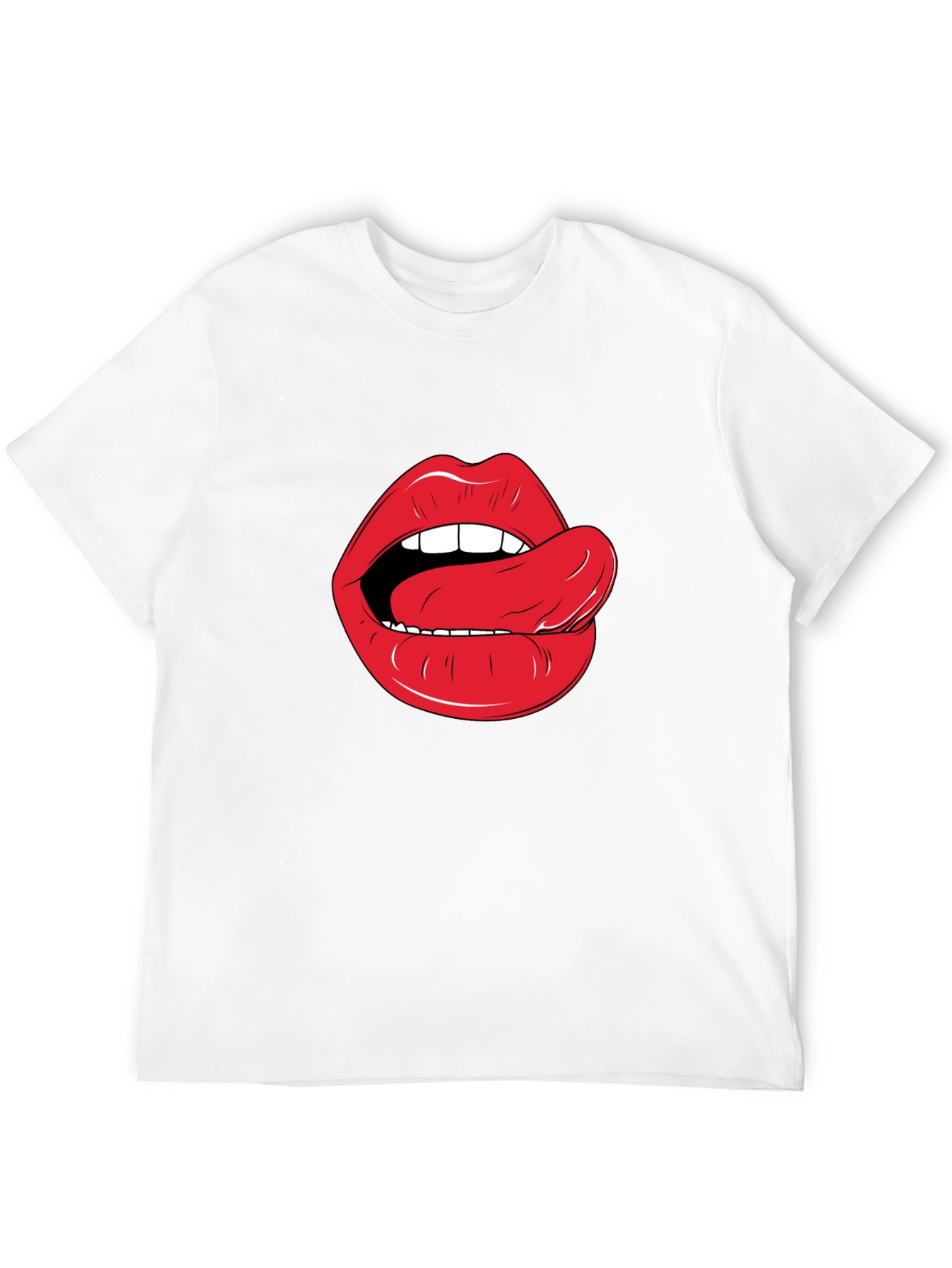 Lips & Tongue Graphic Tee - Black Cotton T-Shirt