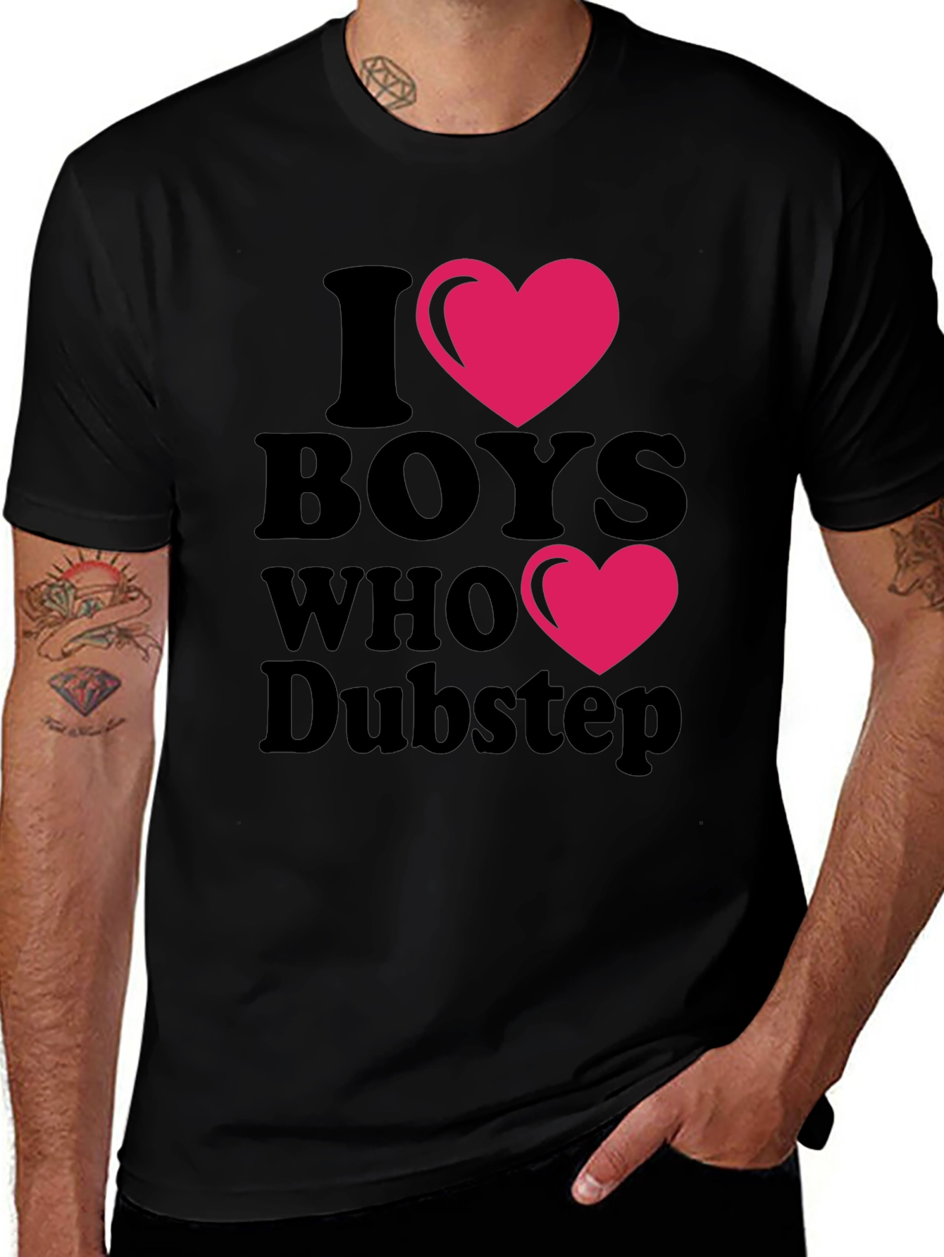 I Heart Boys Who Dubstep Black Graphic Tee