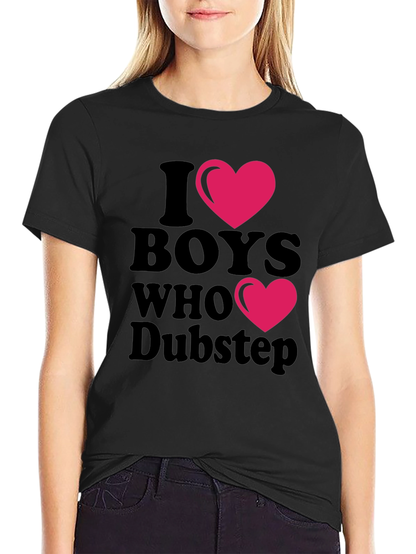 I Heart Boys Who Dubstep Black Graphic Tee