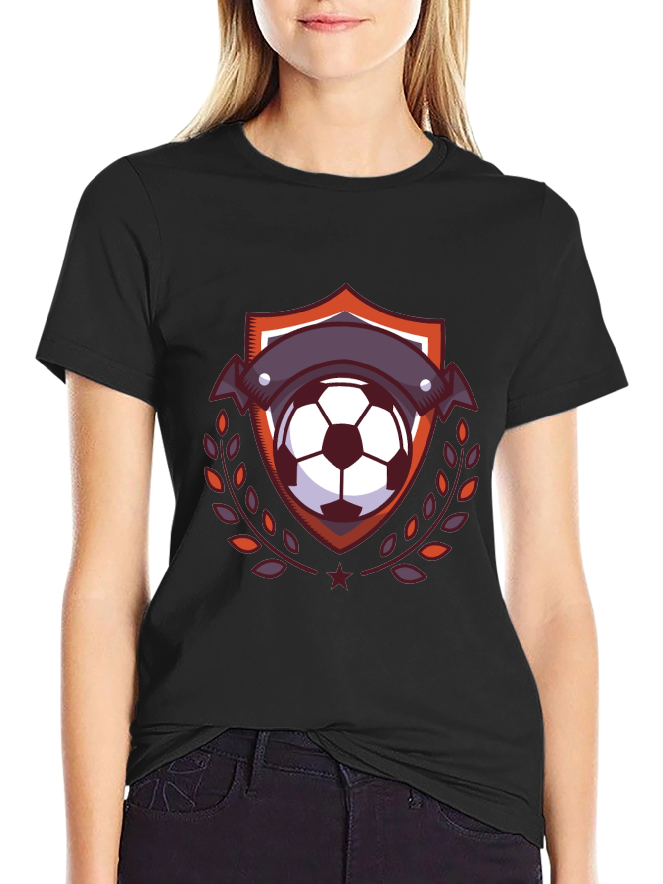 Soccer Ball Emblem Tee - Stylish Black T-Shirt