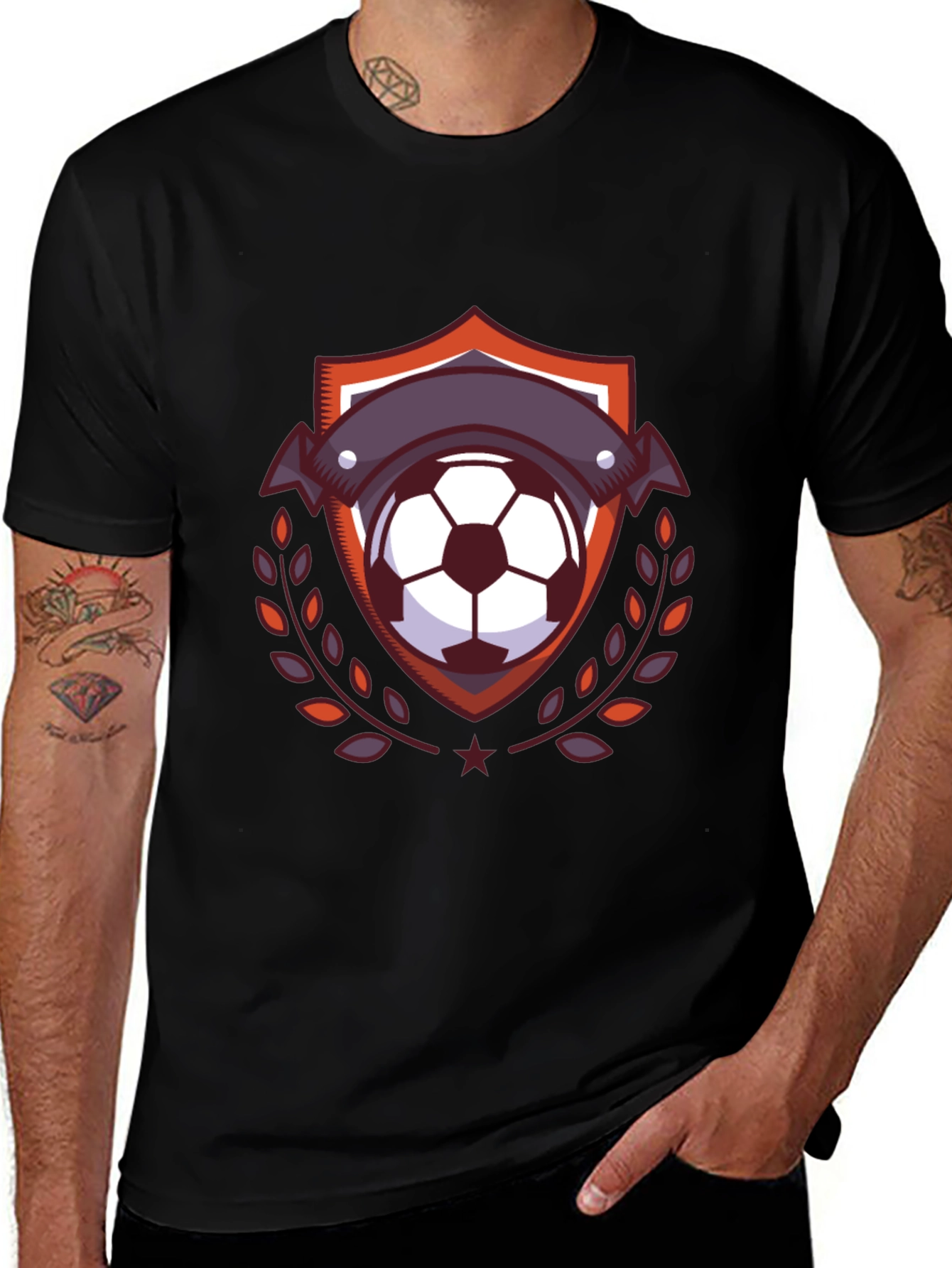 Soccer Ball Emblem Tee - Stylish Black T-Shirt