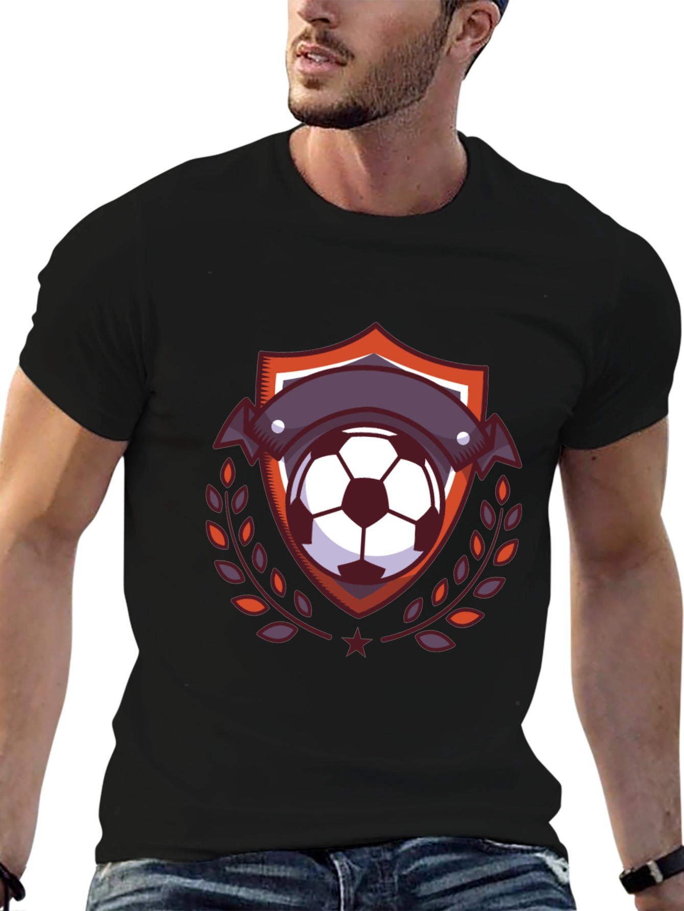 Soccer Ball Emblem Tee - Stylish Black T-Shirt