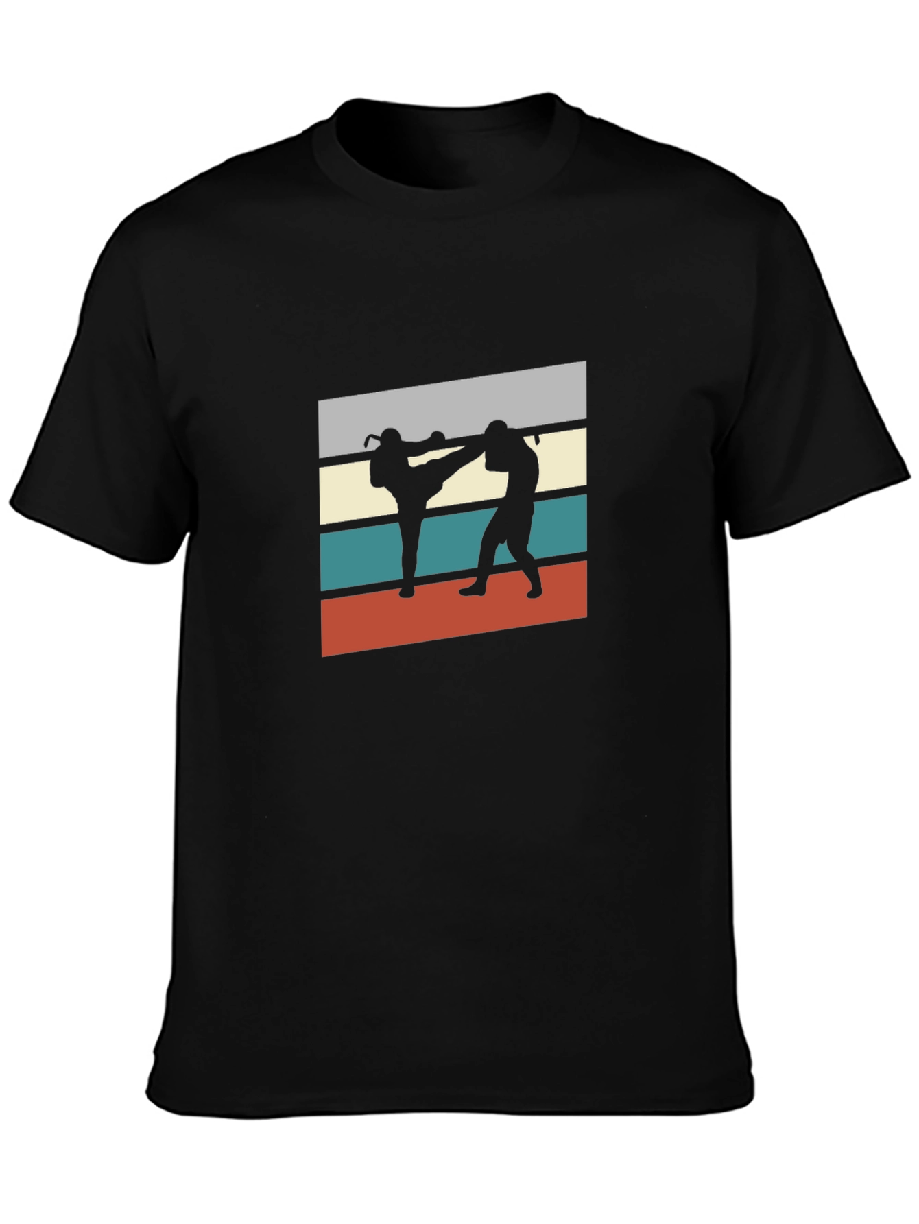 Retro Martial Arts Graphic Tee - Black