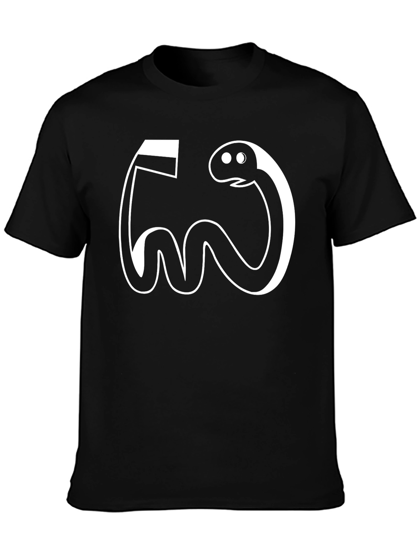 Funny Cartoon Snake Graphic Tee - Black Cotton T-Shirt