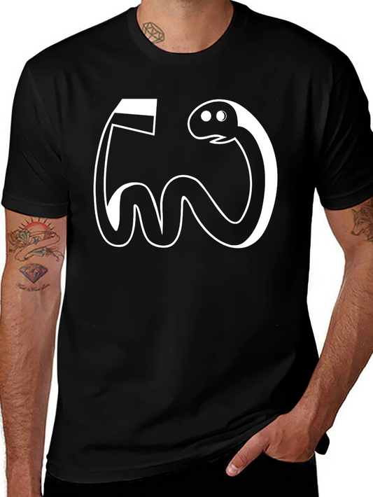 Funny Cartoon Snake Graphic Tee - Black Cotton T-Shirt