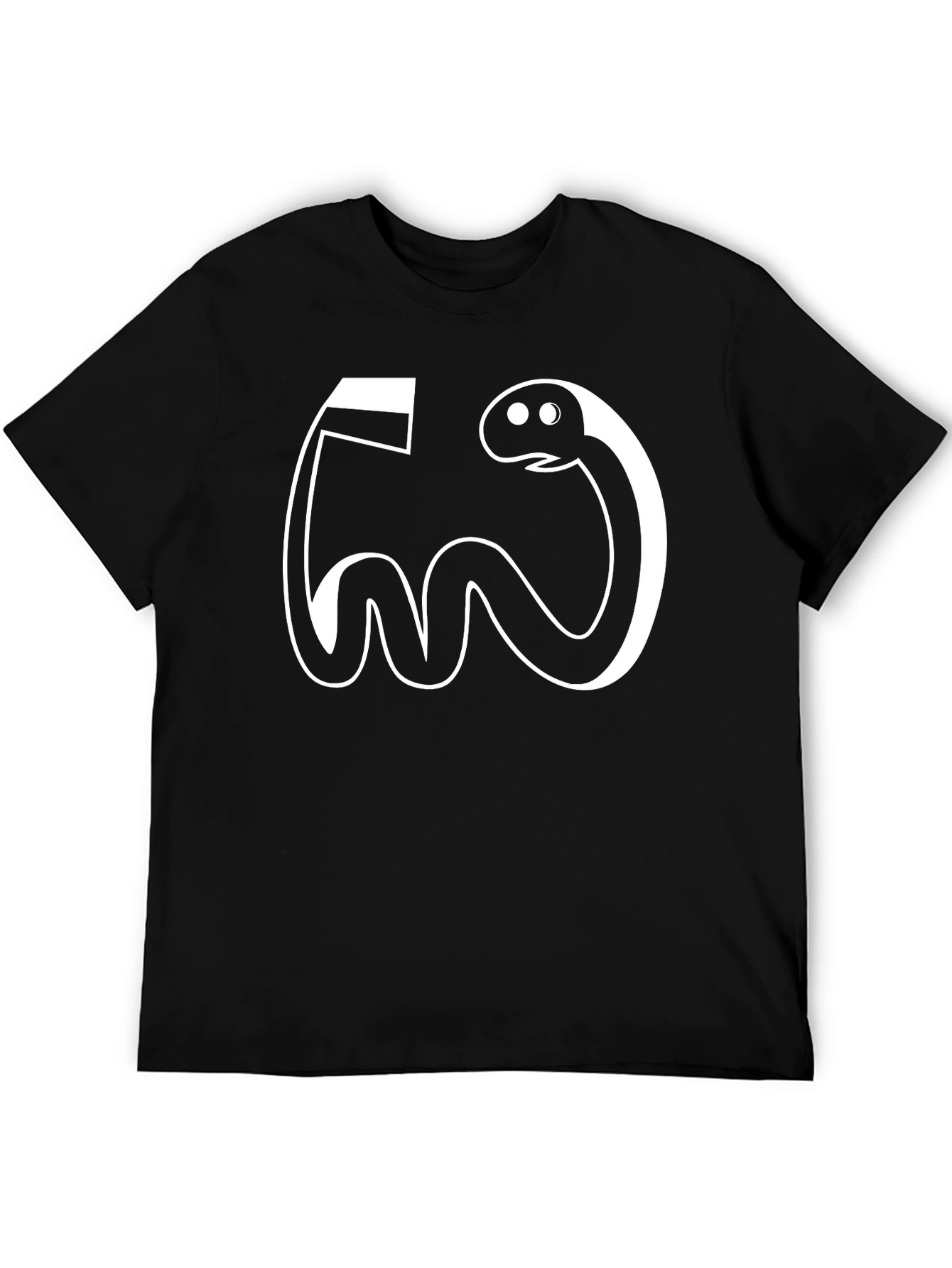 Funny Cartoon Snake Graphic Tee - Black Cotton T-Shirt