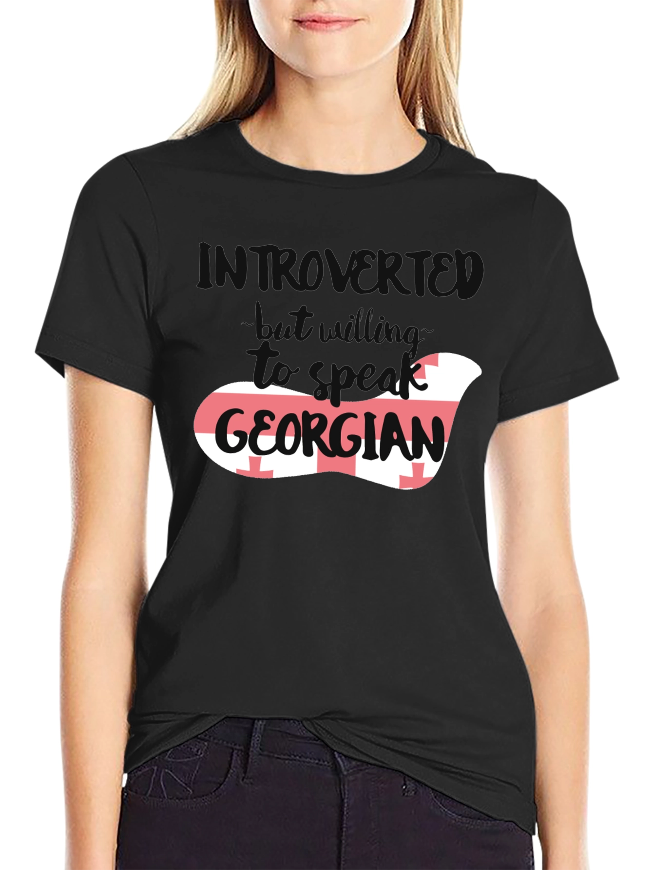 Introvert But Willing to Talk Georgian Flag T-Shirt