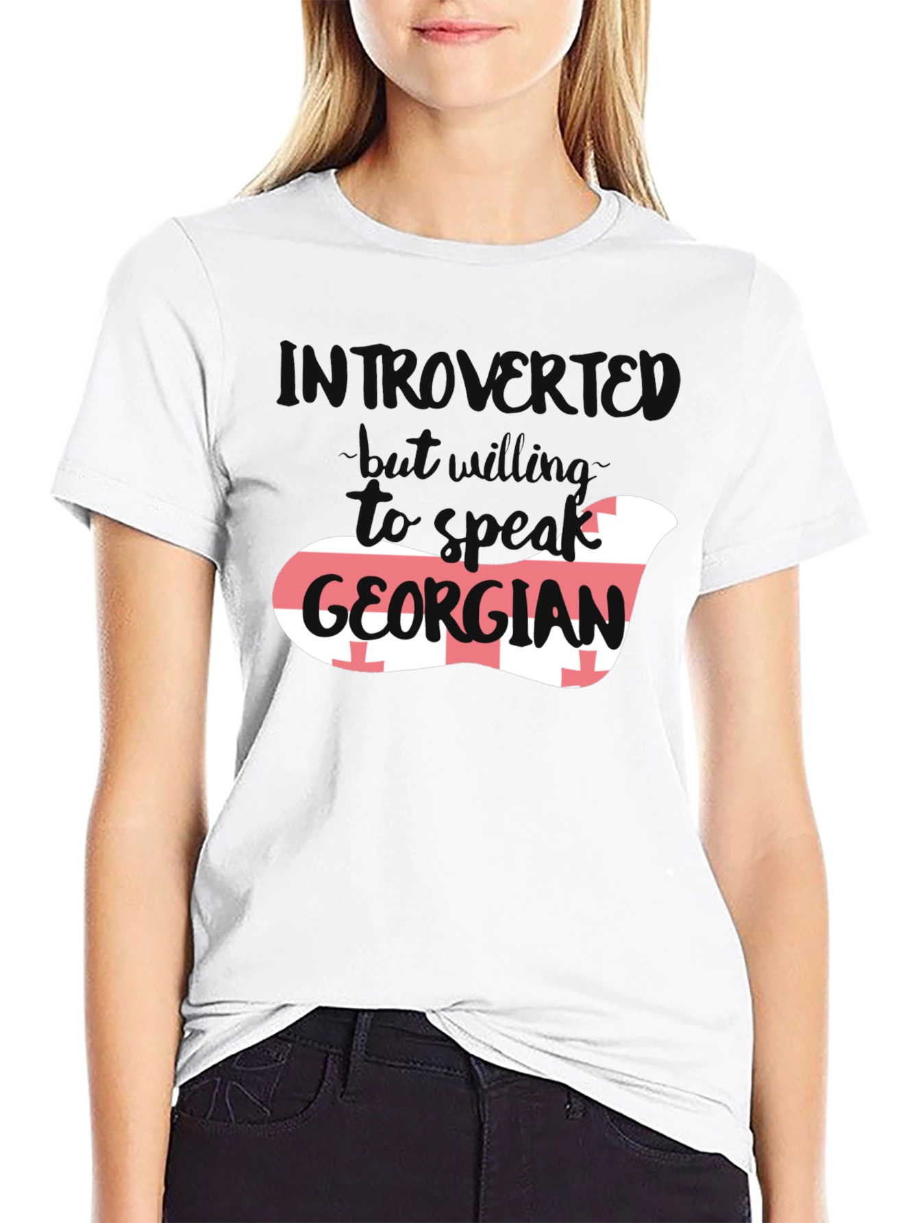 Introvert But Willing to Talk Georgian Flag T-Shirt