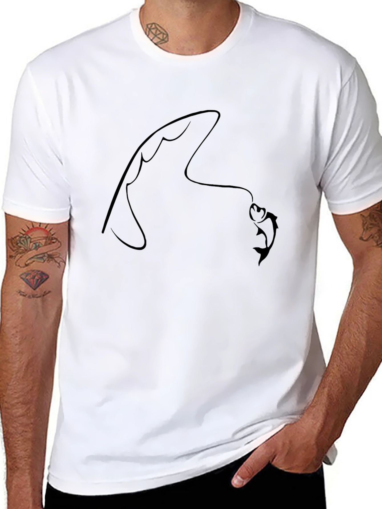 Fishing Line Art Black Tee - Anglers Style