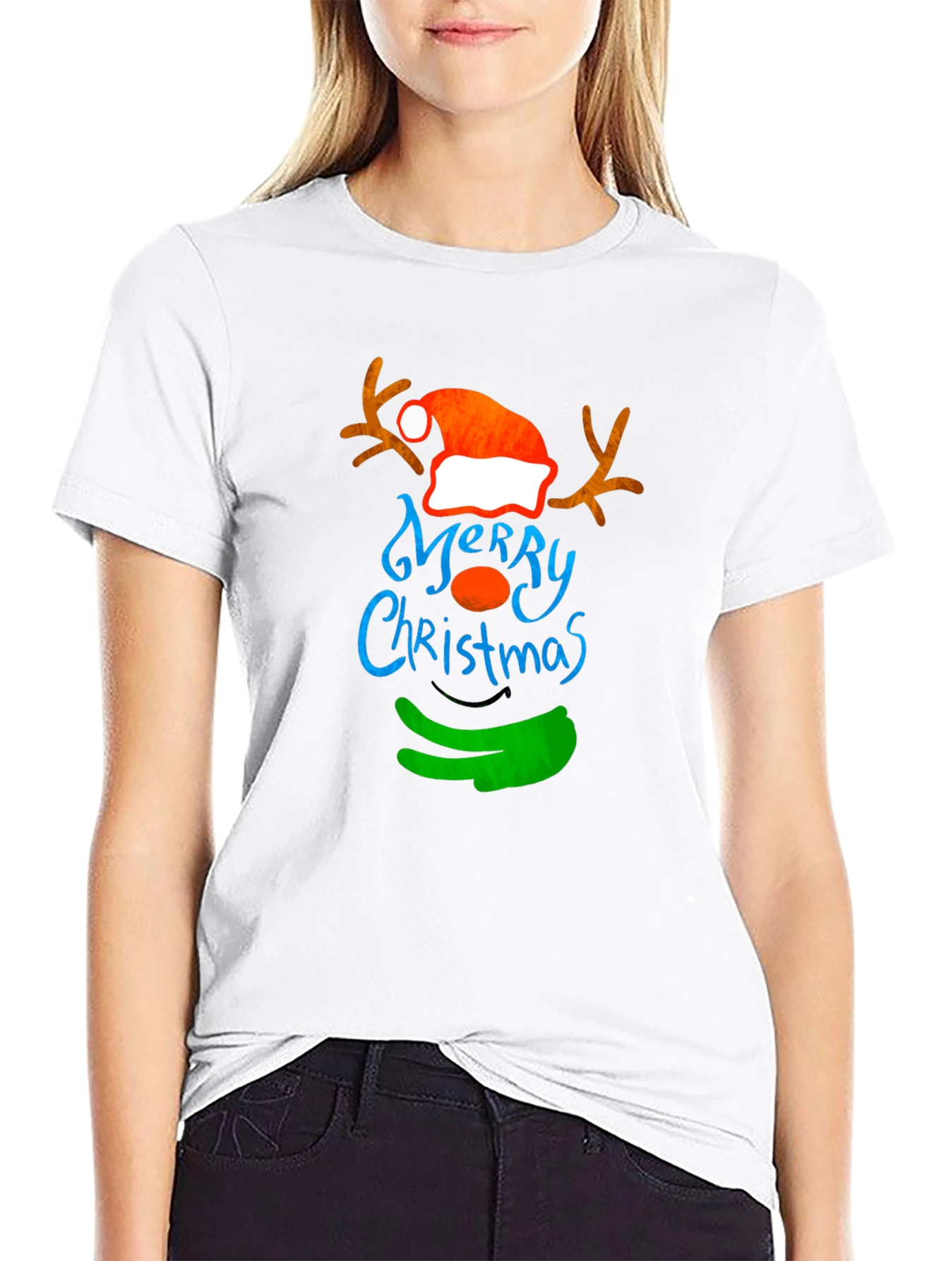 Merry Christmas T-Shirt - Reindeer Graphic Tee