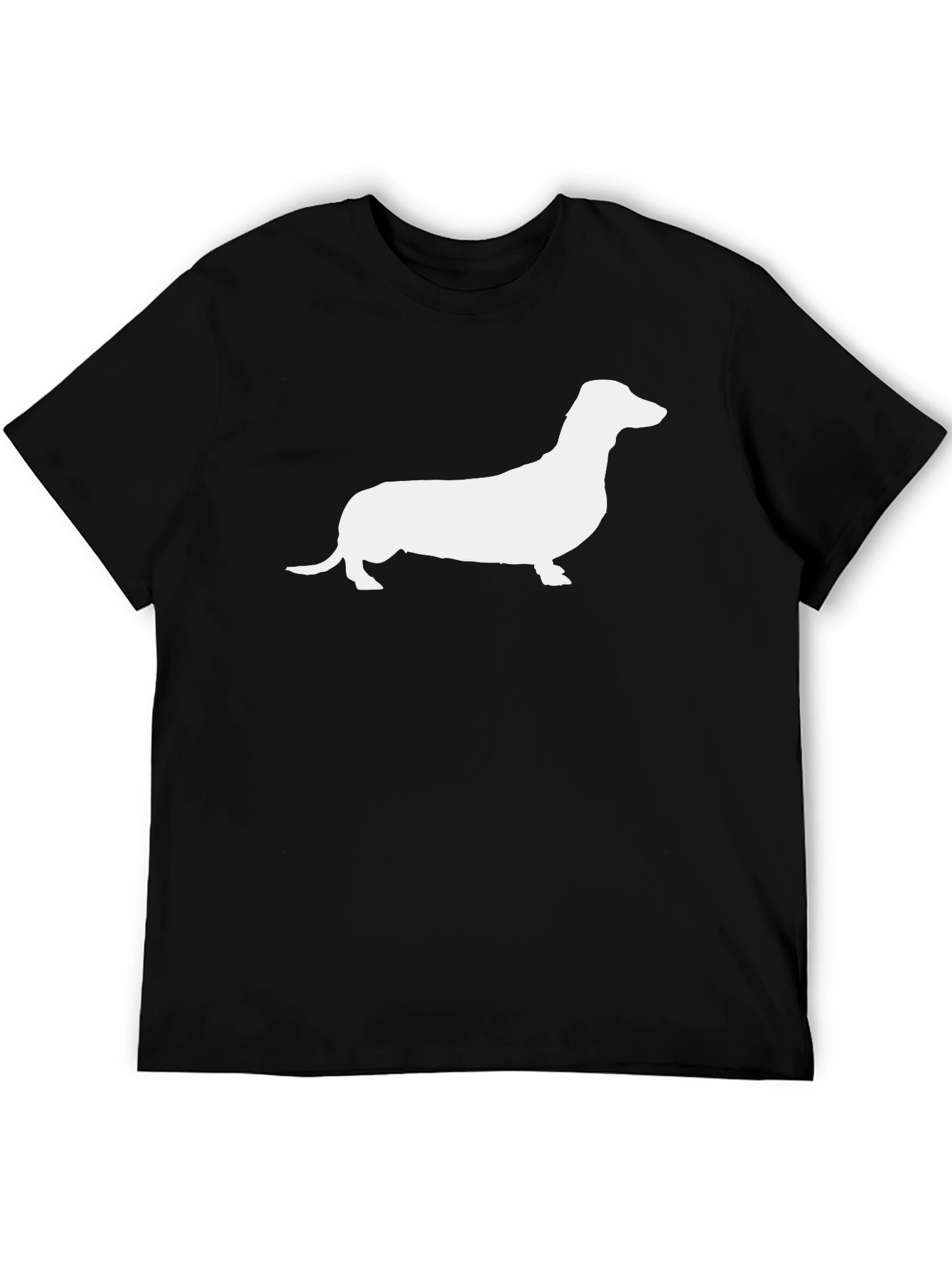Dachshund Silhouette Graphic Tee - Black Cotton T-Shirt