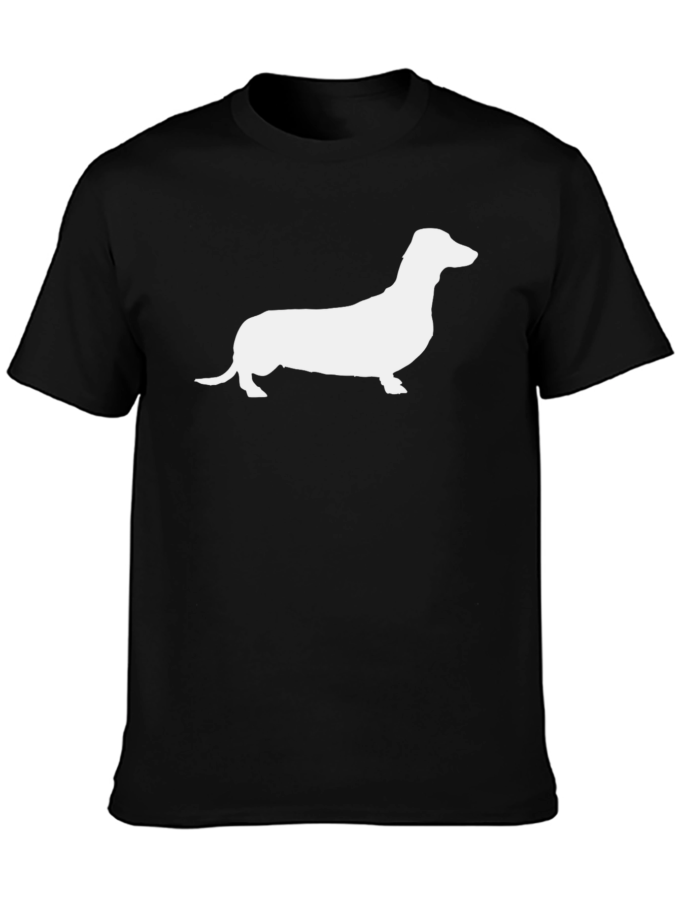 Dachshund Silhouette Graphic Tee - Black Cotton T-Shirt