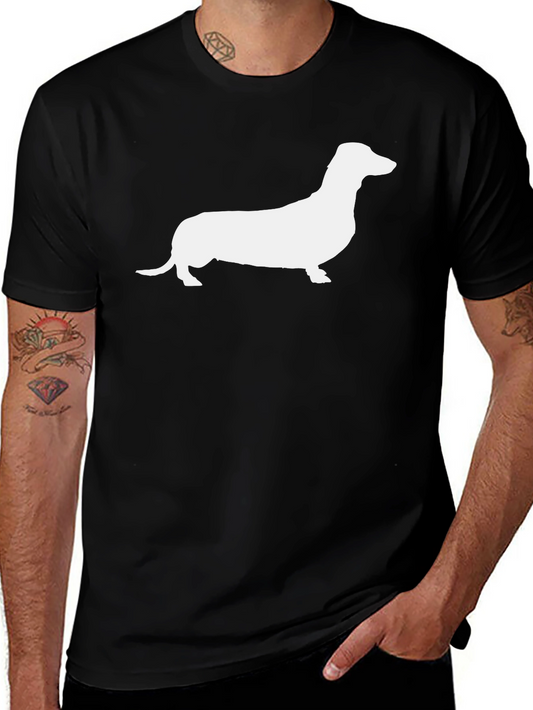 Dachshund Silhouette Graphic Tee - Black Cotton T-Shirt