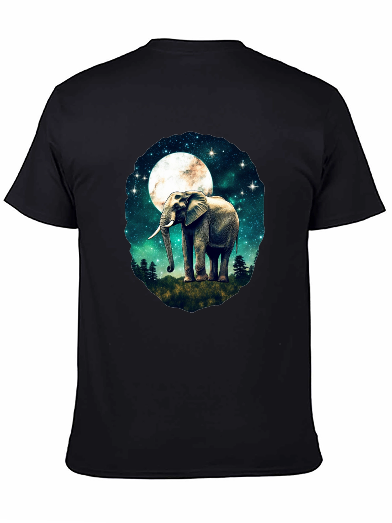 Elephant Moon Graphic T-Shirt - Black