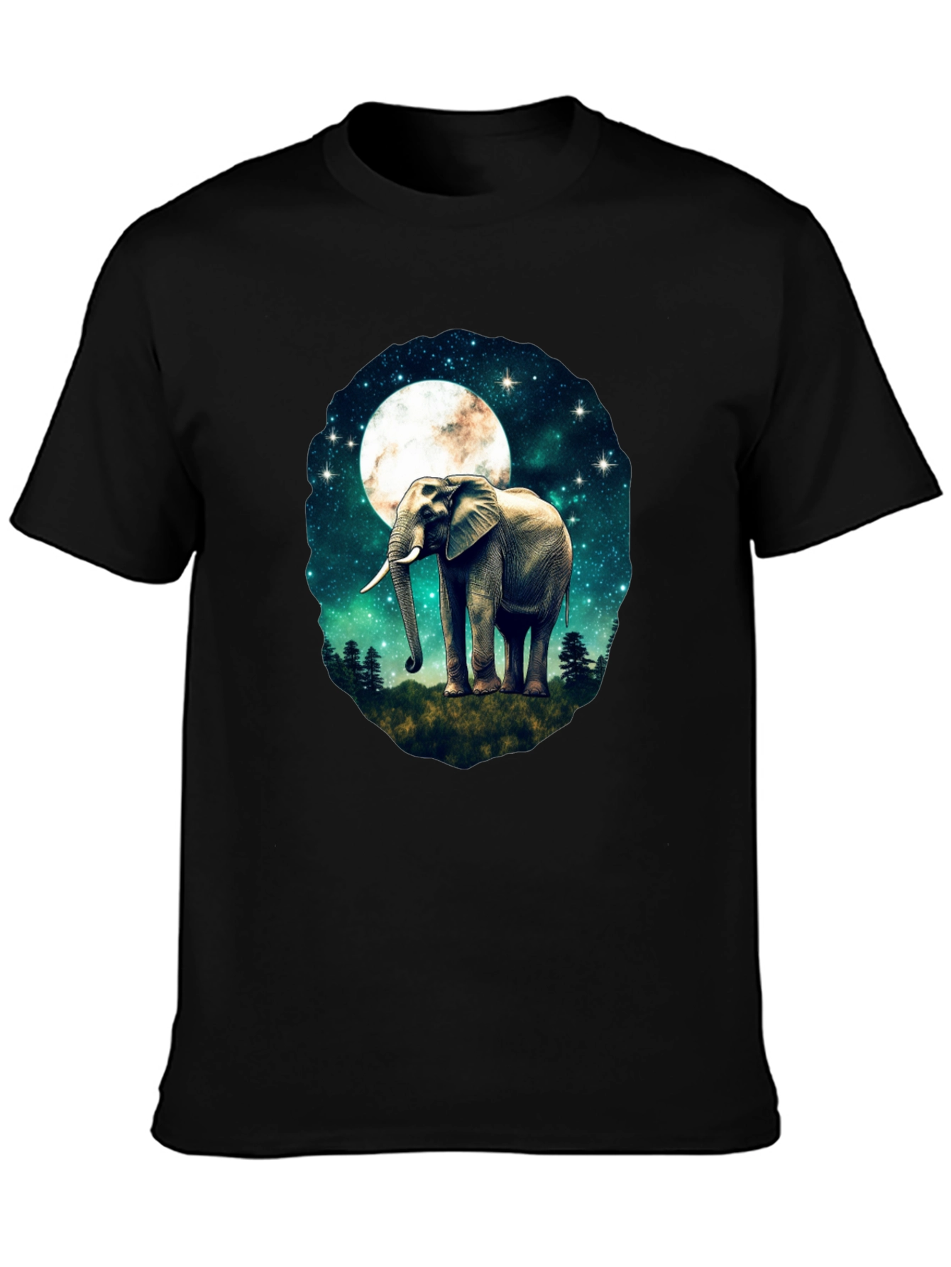 Elephant Moon Graphic T-Shirt - Black