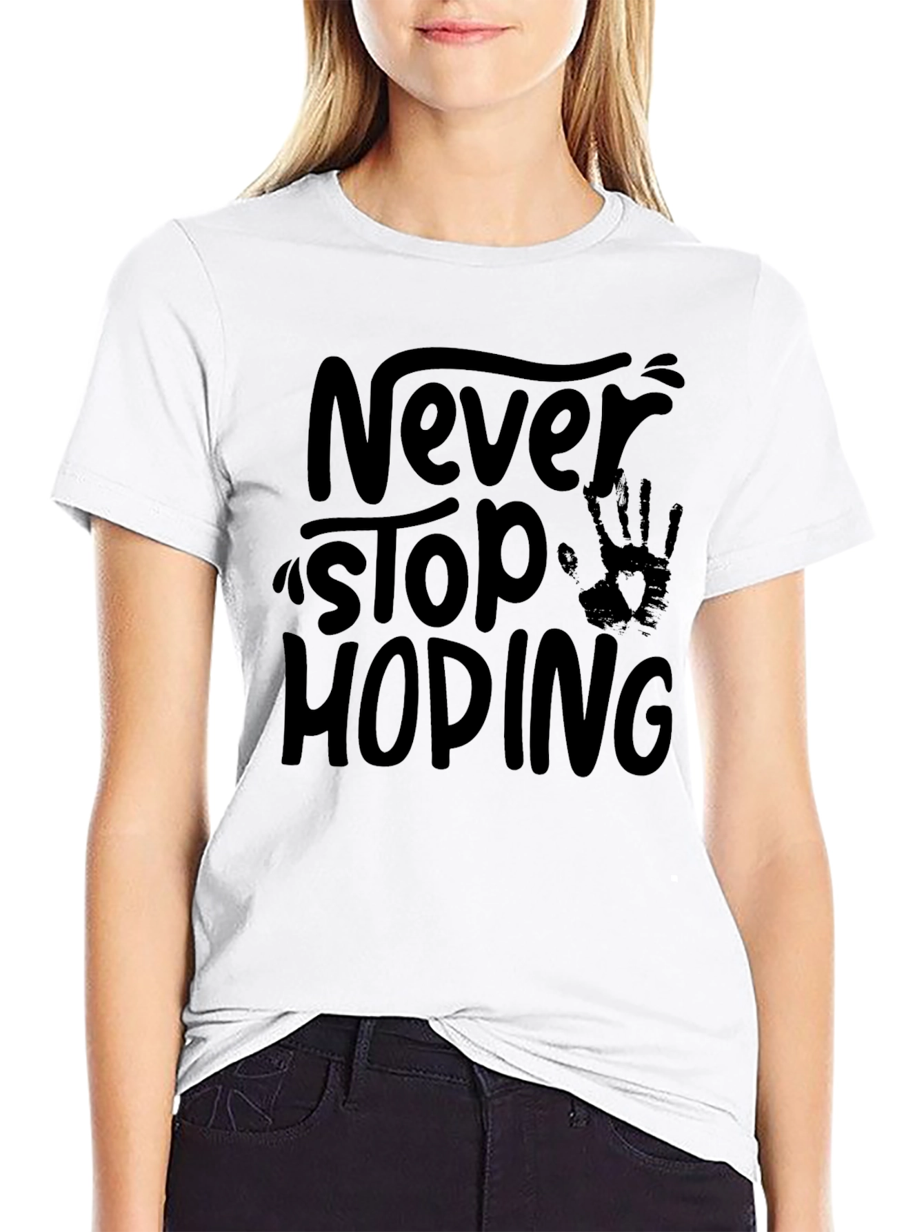 Never Stop Hoping Black Graphic T-Shirt