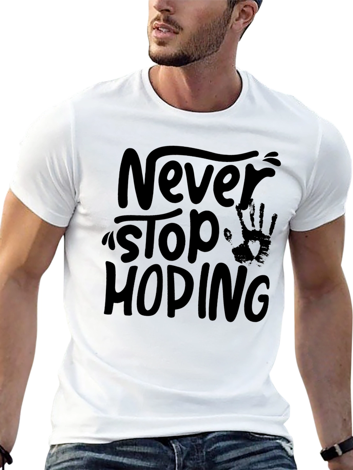 Never Stop Hoping Black Graphic T-Shirt