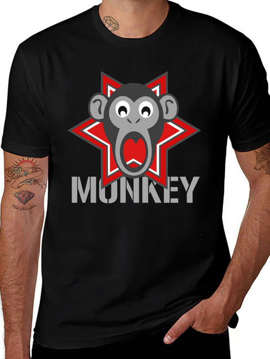 Monkey Star Graphic Black T-Shirt - Fun & Unique Design