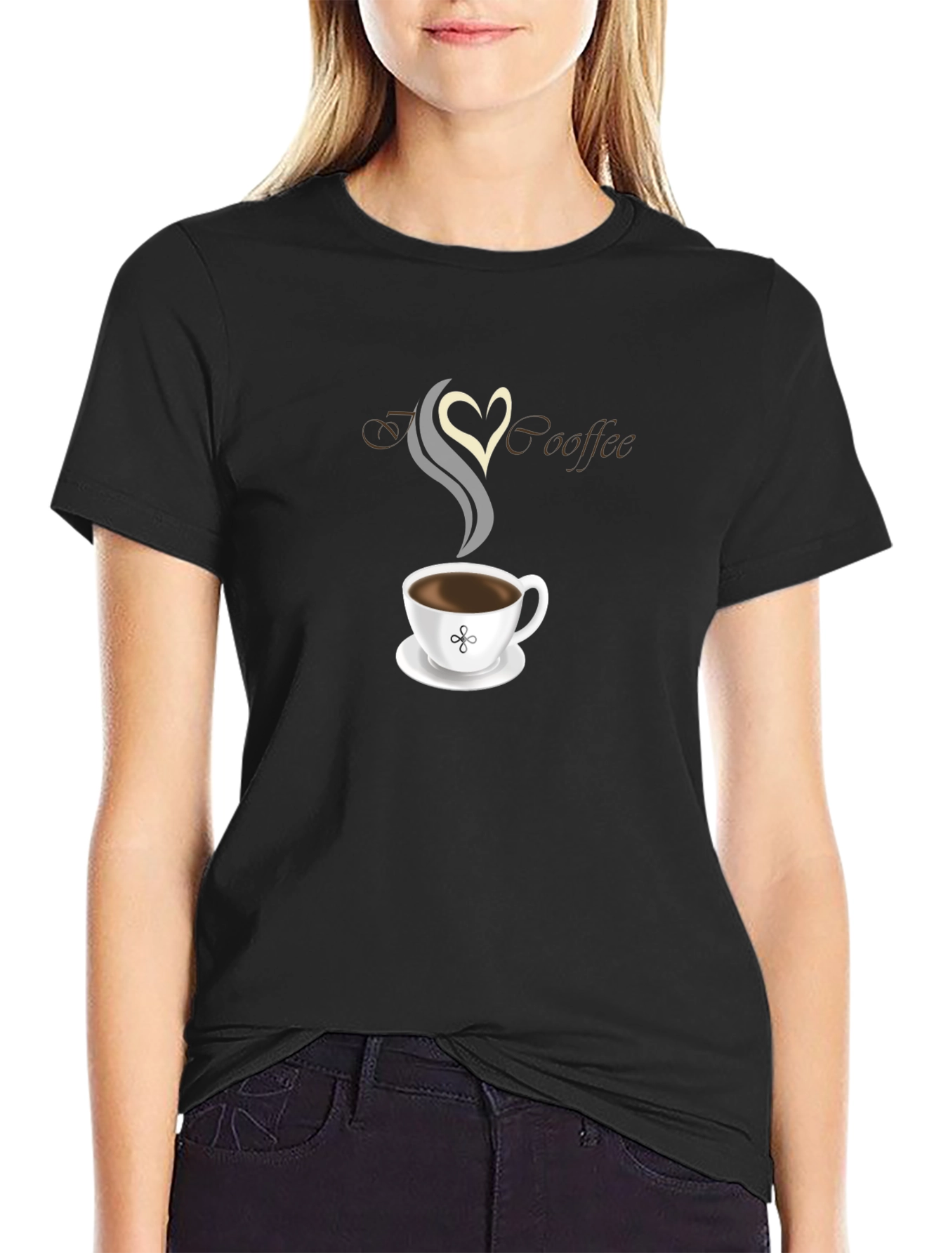 I Heart Coffee Graphic Tee - Black