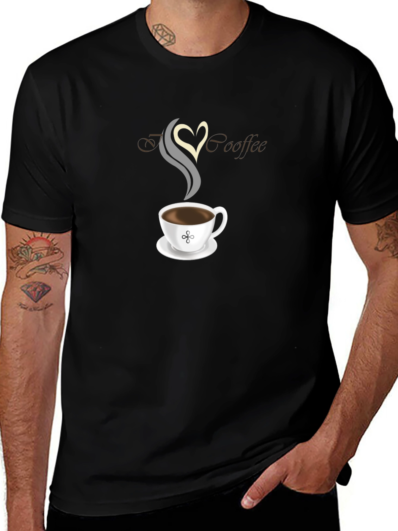 I Heart Coffee Graphic Tee - Black