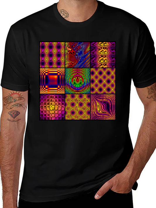 Abstract Pattern Graphic Tee - Mens Black T-Shirt