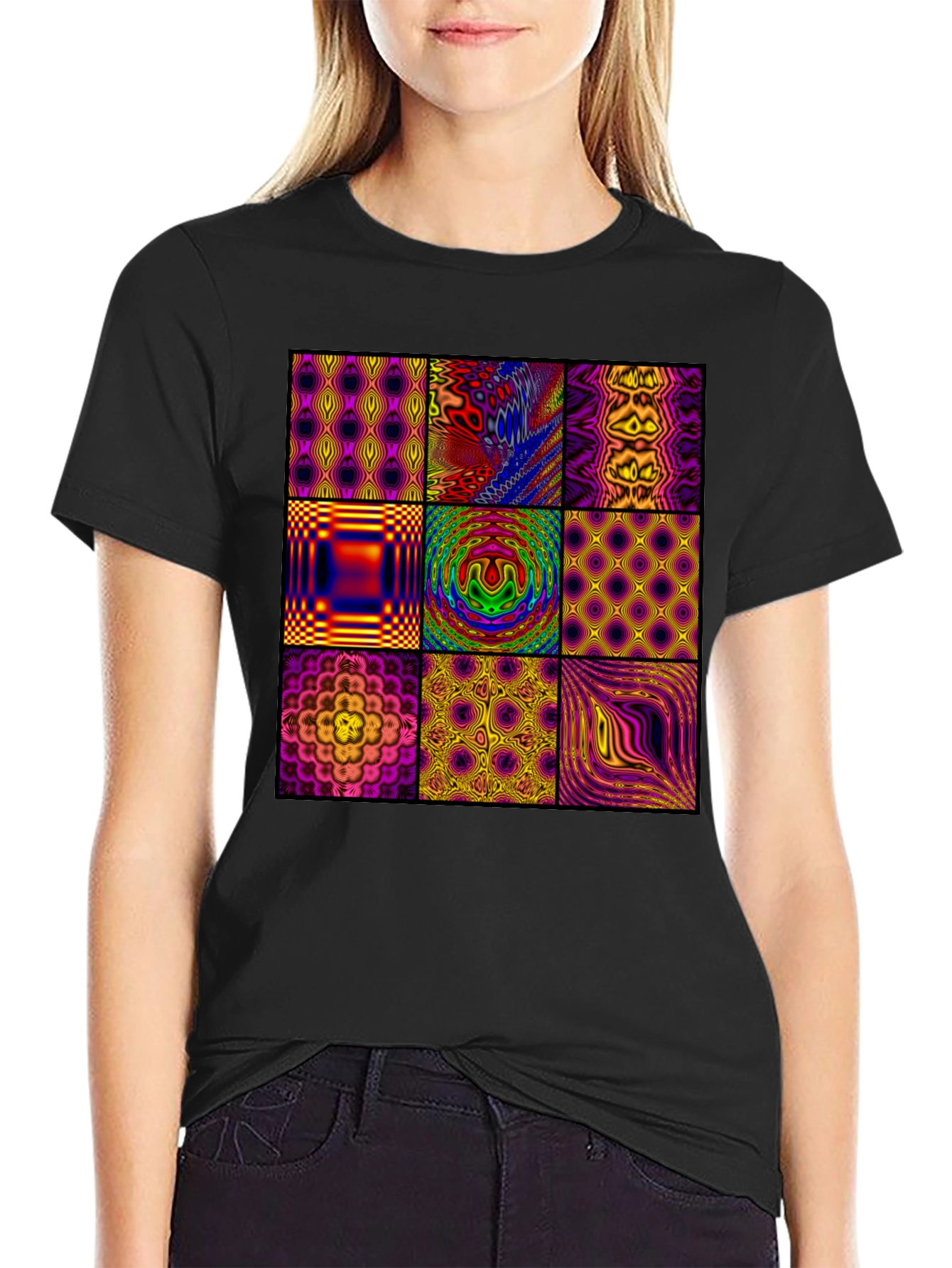 Abstract Pattern Graphic Tee - Mens Black T-Shirt