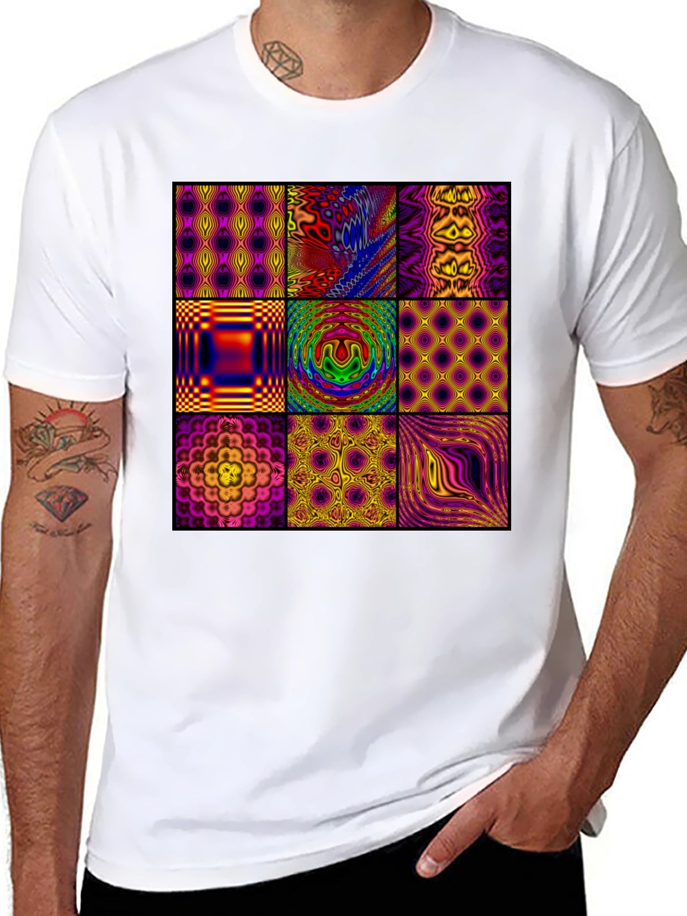 Abstract Pattern Graphic Tee - Mens Black T-Shirt