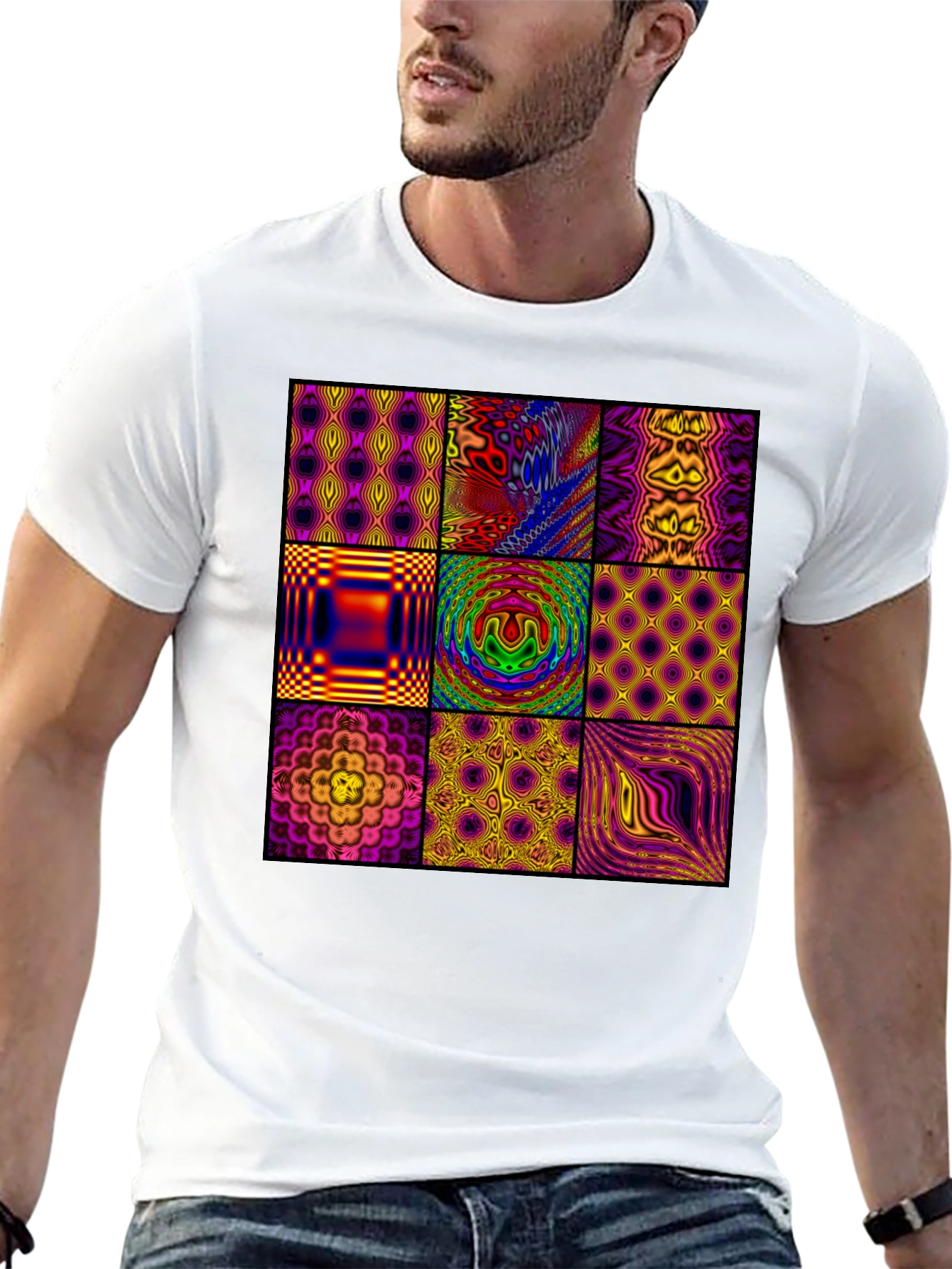 Abstract Pattern Graphic Tee - Mens Black T-Shirt