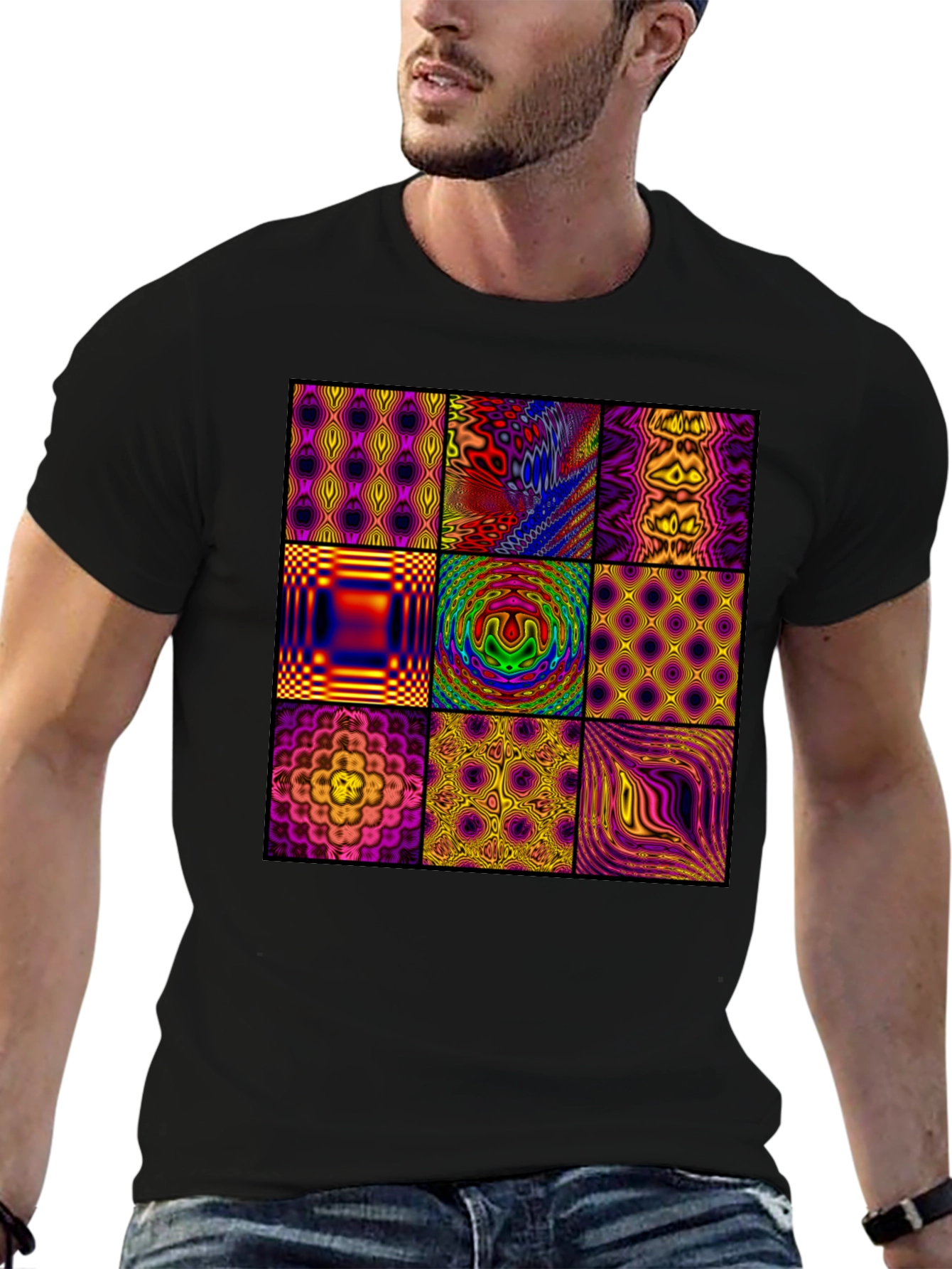 Abstract Pattern Graphic Tee - Mens Black T-Shirt