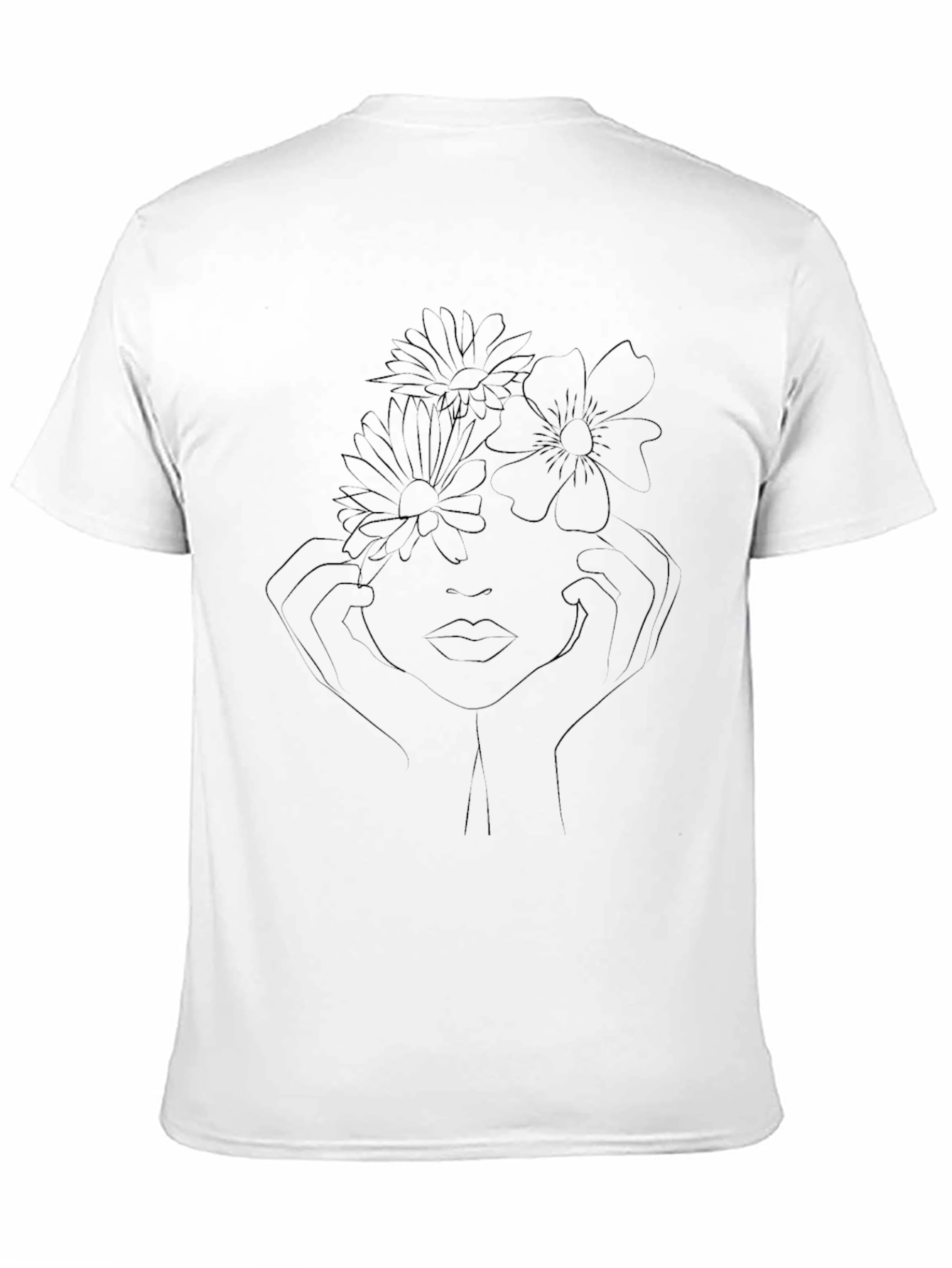 Abstract Floral Face Black T-Shirt