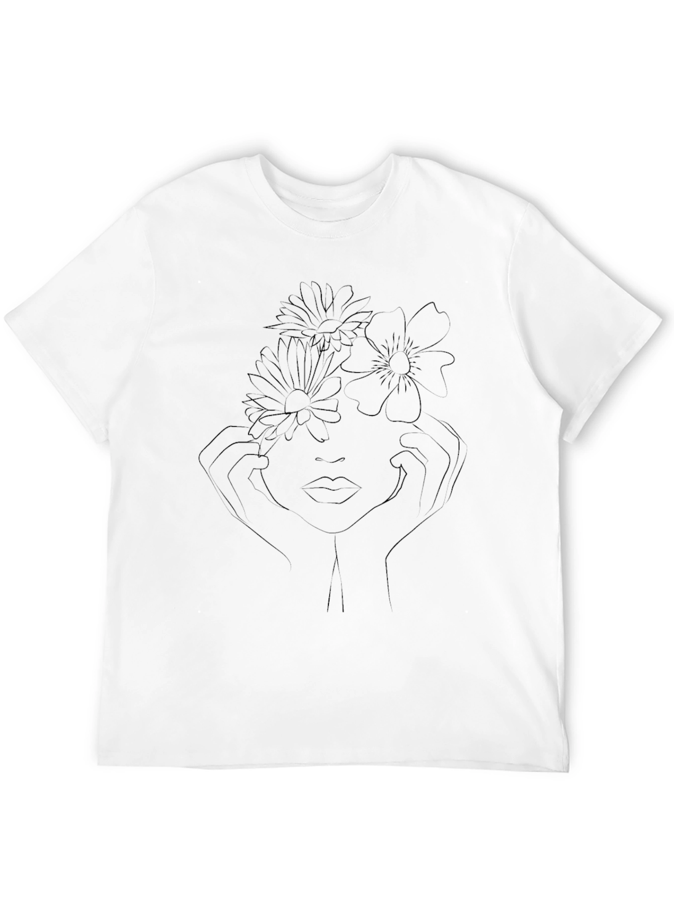 Abstract Floral Face Black T-Shirt