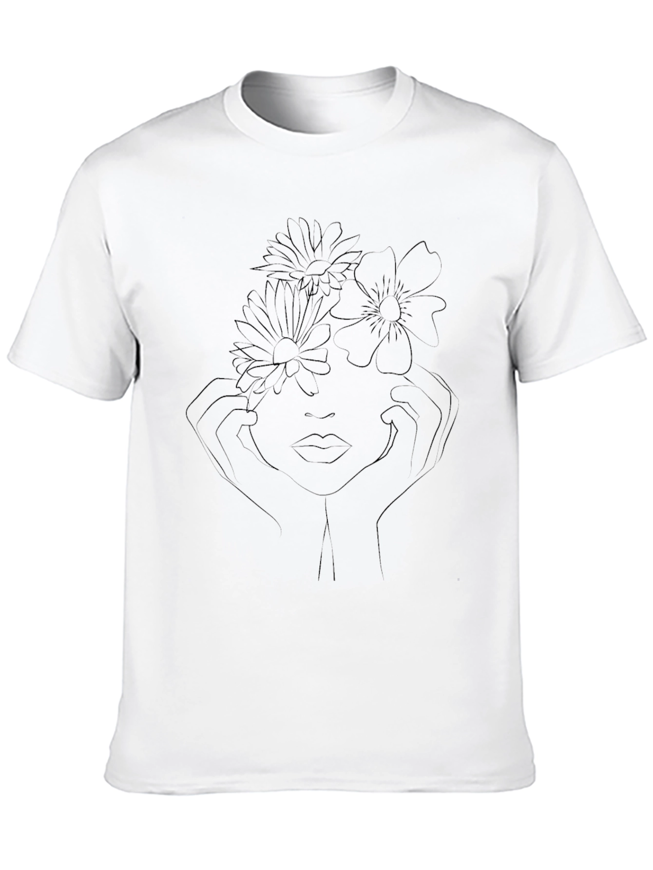 Abstract Floral Face Black T-Shirt