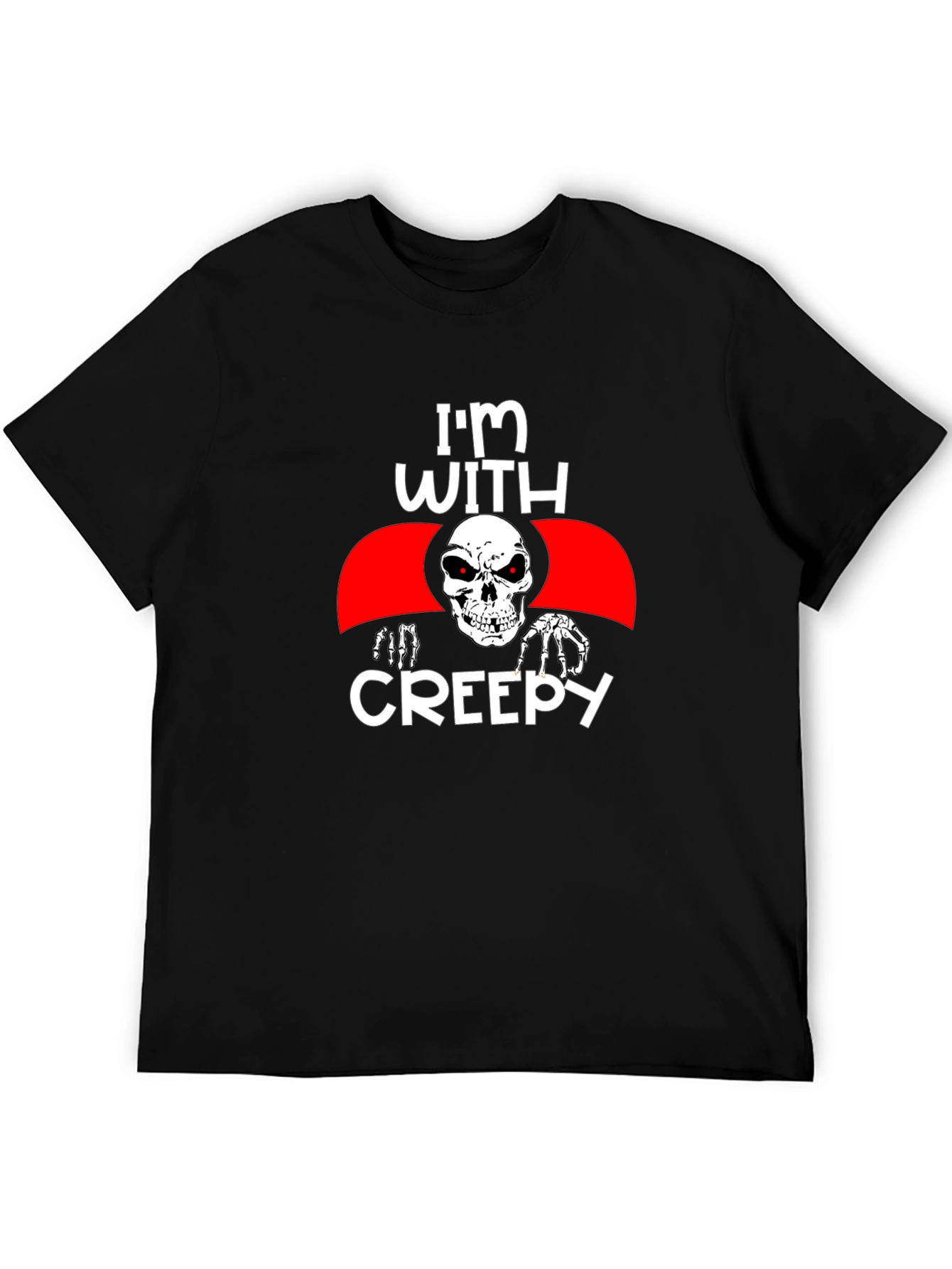 Im With Creepy Skull Graphic Tee - Halloween