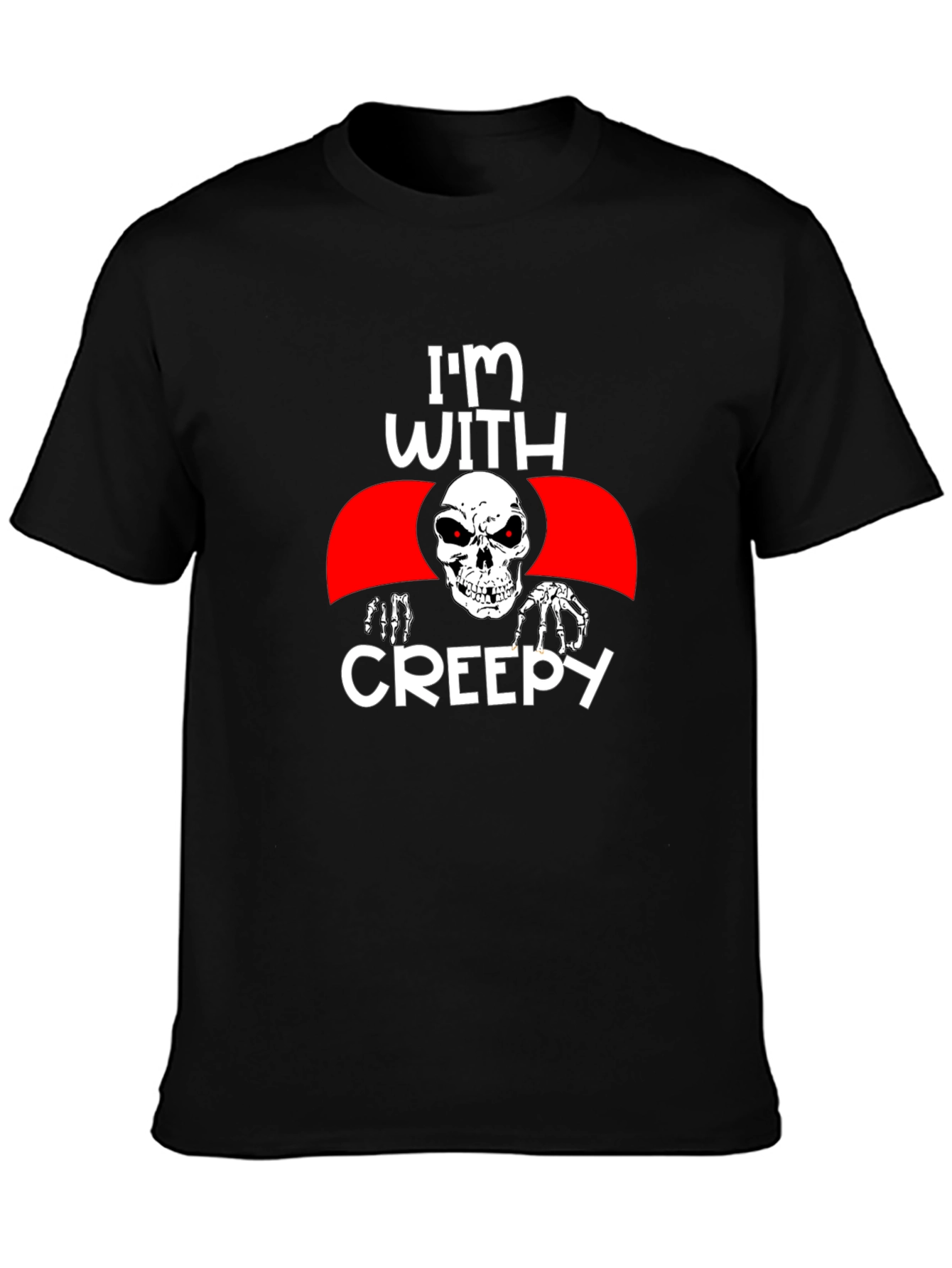 Im With Creepy Skull Graphic Tee - Halloween