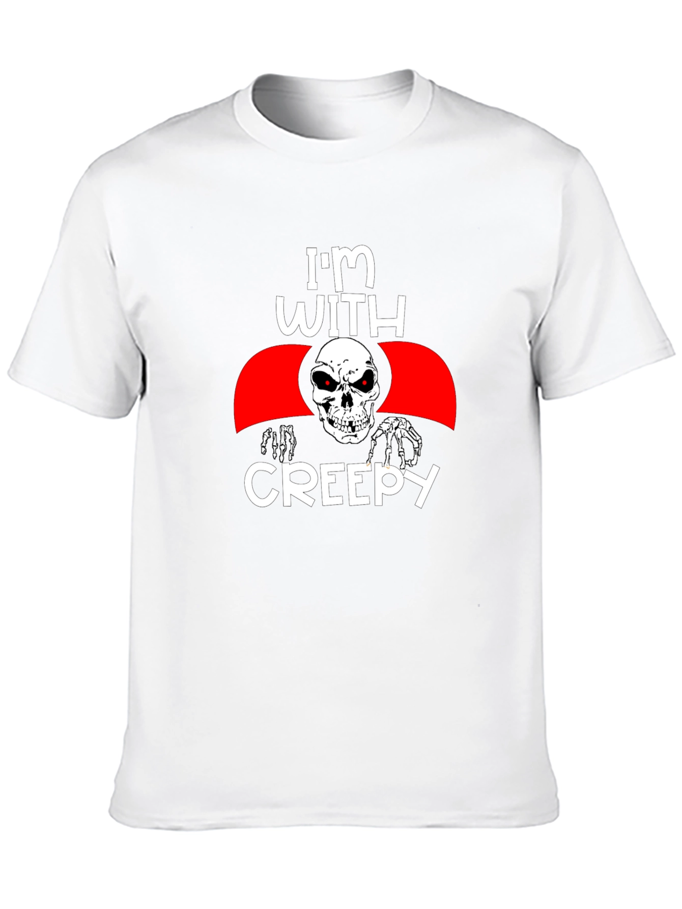 Im With Creepy Skull Graphic Tee - Halloween