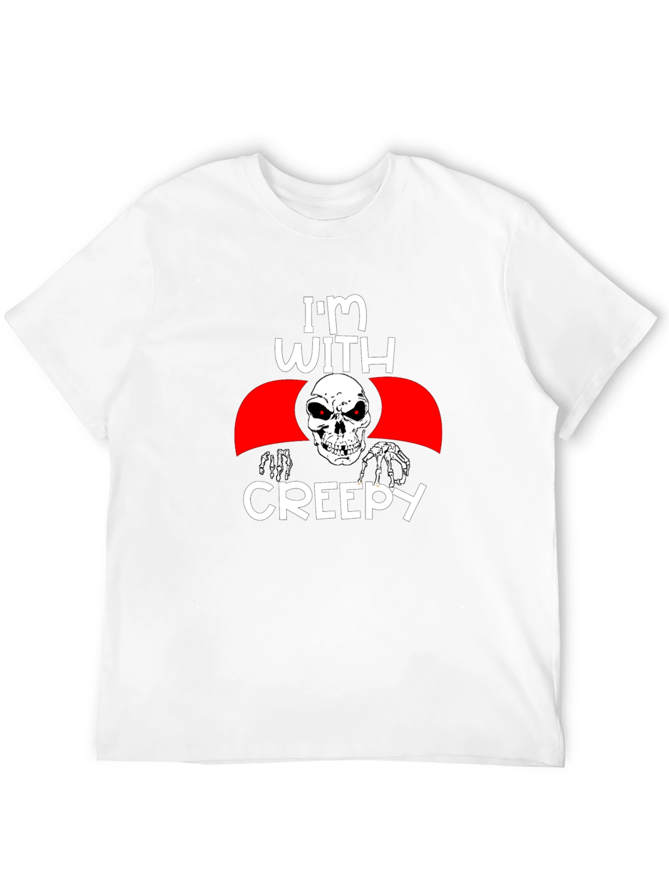 Im With Creepy Skull Graphic Tee - Halloween