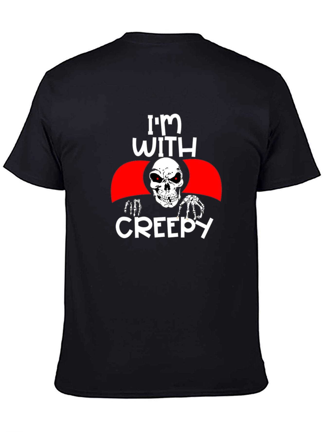 Im With Creepy Skull Graphic Tee - Halloween
