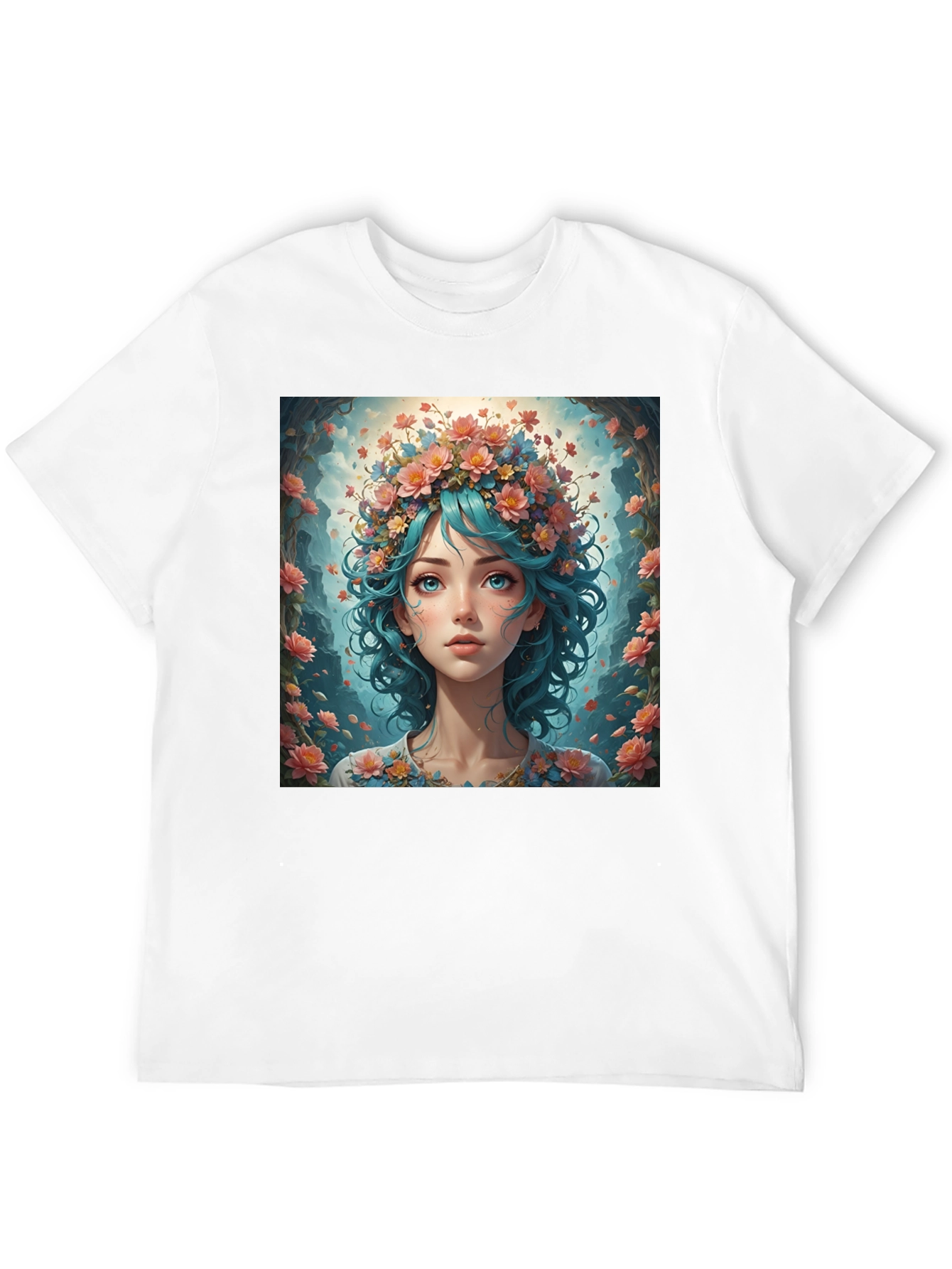 Floral Maiden T-Shirt - Artistic Graphic Tee