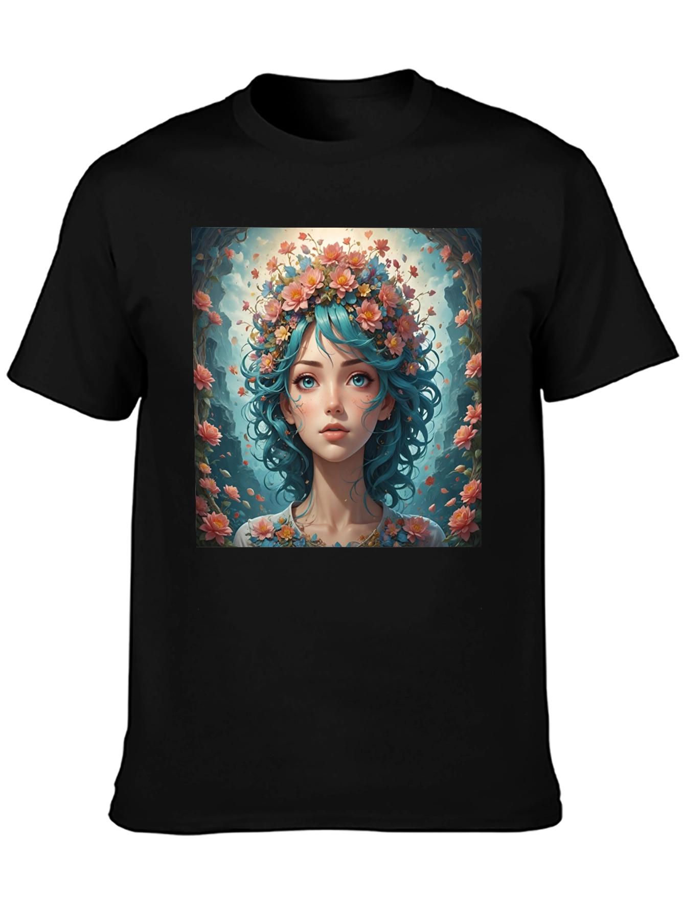 Floral Maiden T-Shirt - Artistic Graphic Tee