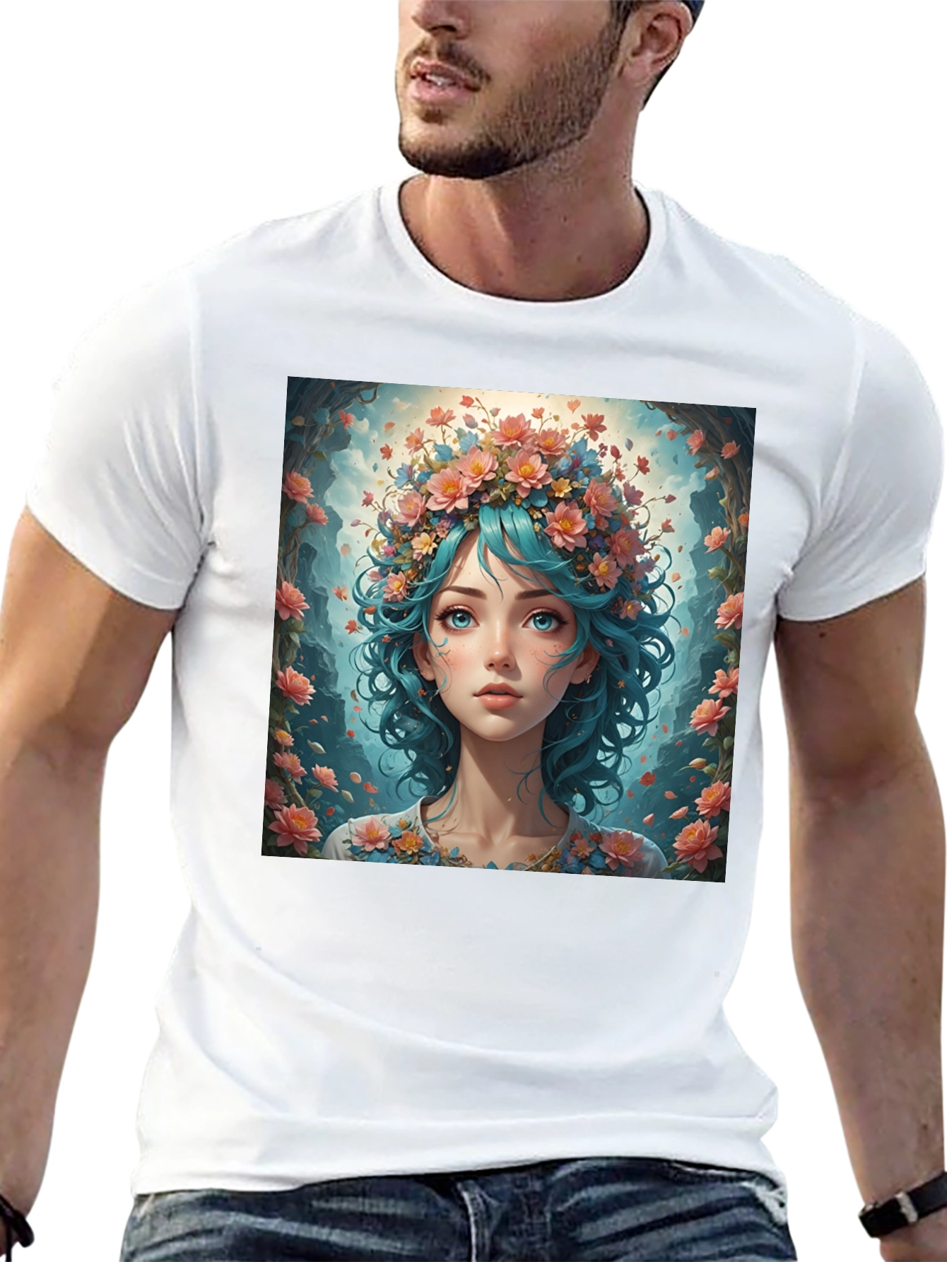 Floral Maiden T-Shirt - Artistic Graphic Tee